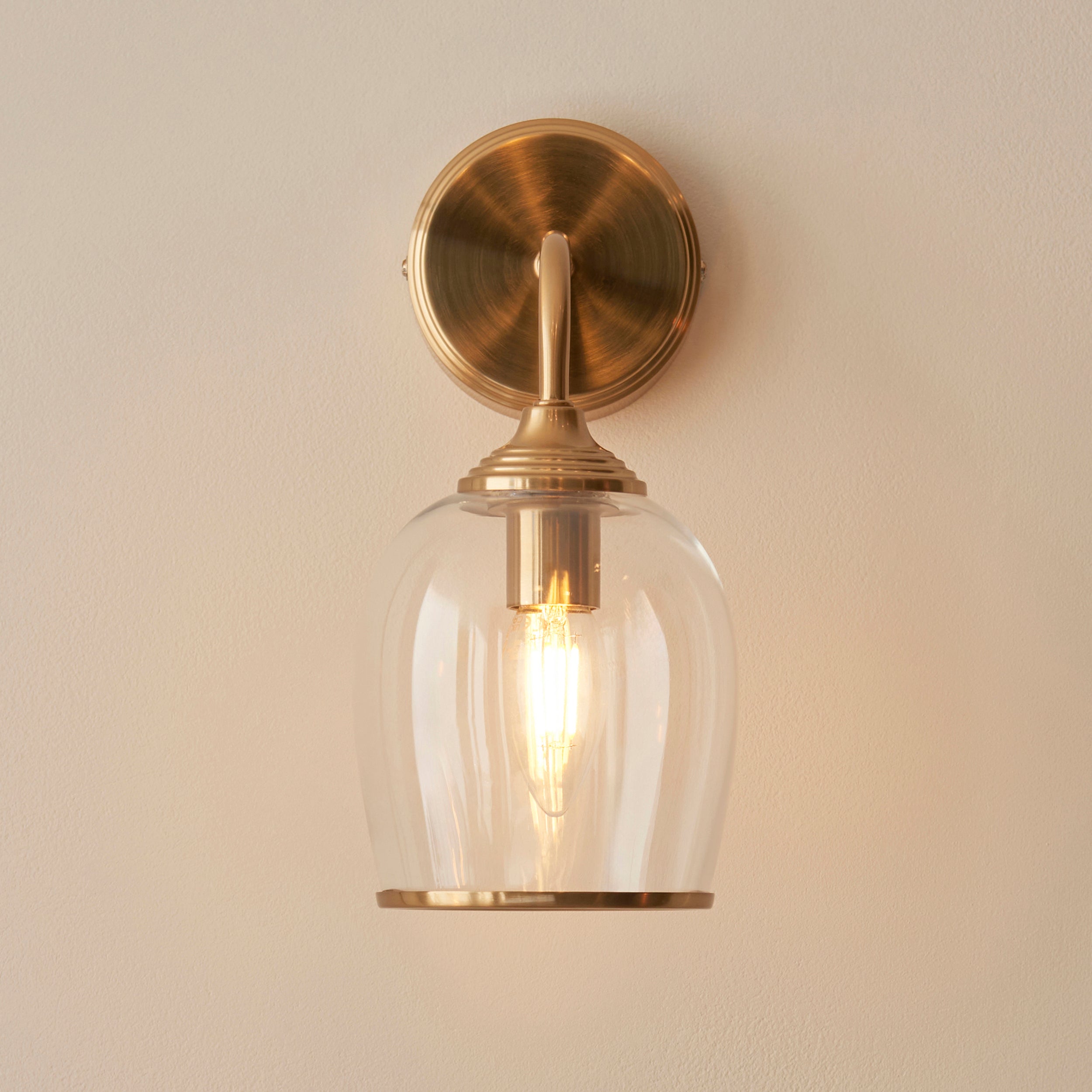 Ashcroft Brass Wall Light - Glass Shade