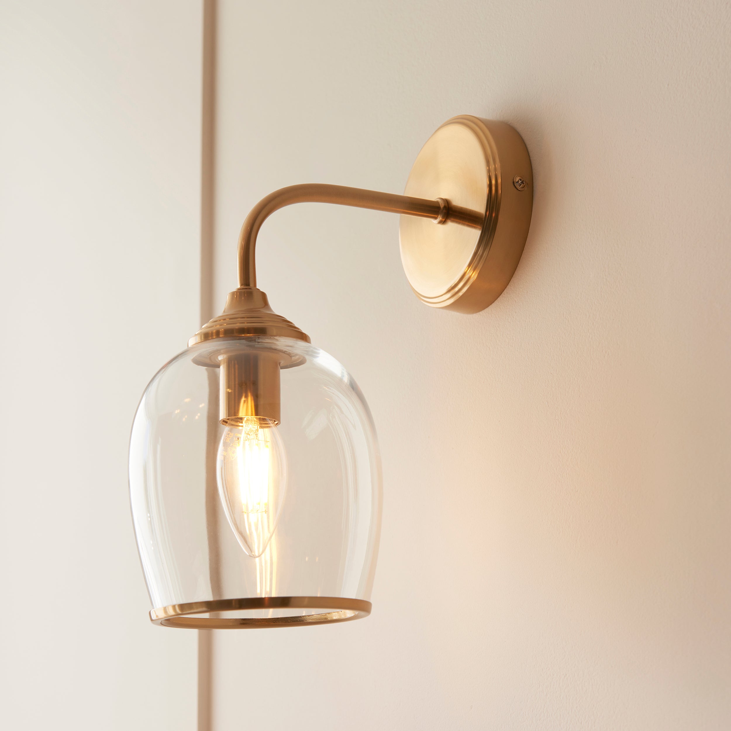 Ashcroft Brass Wall Light - Glass Shade