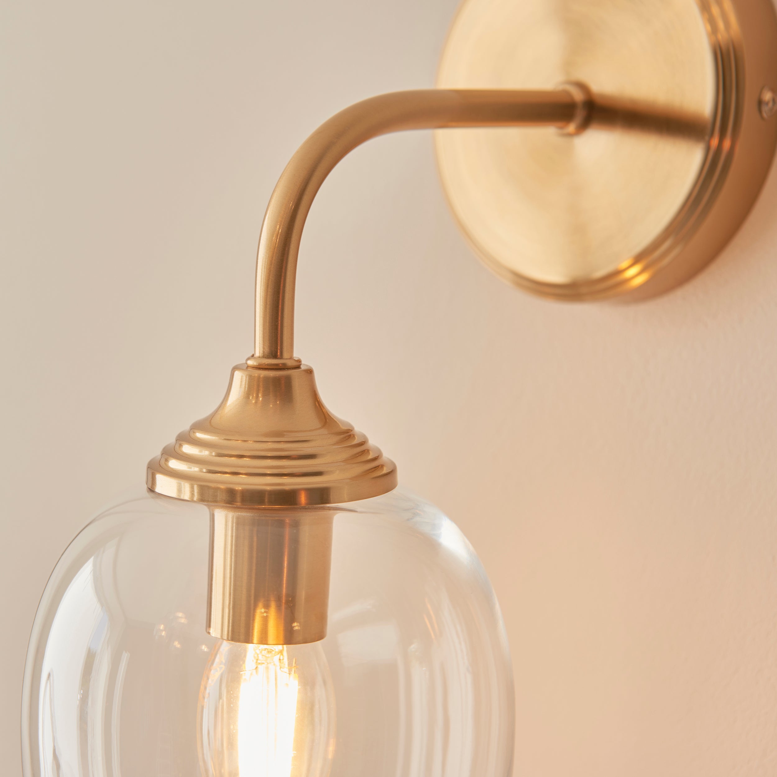 Ashcroft Brass Wall Light - Glass Shade