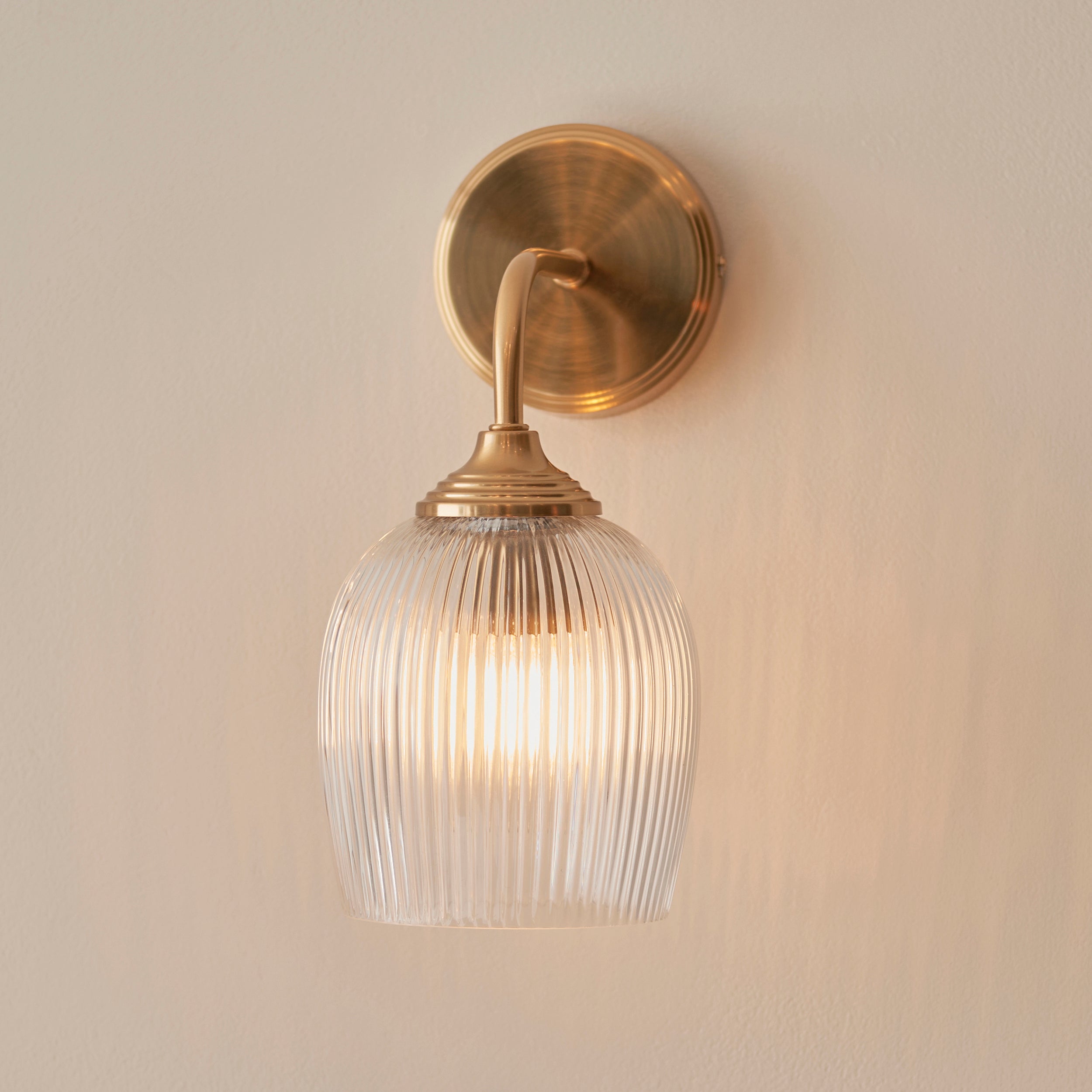 Ashcroft Ribbed Glass Shade & Brass Wall Light