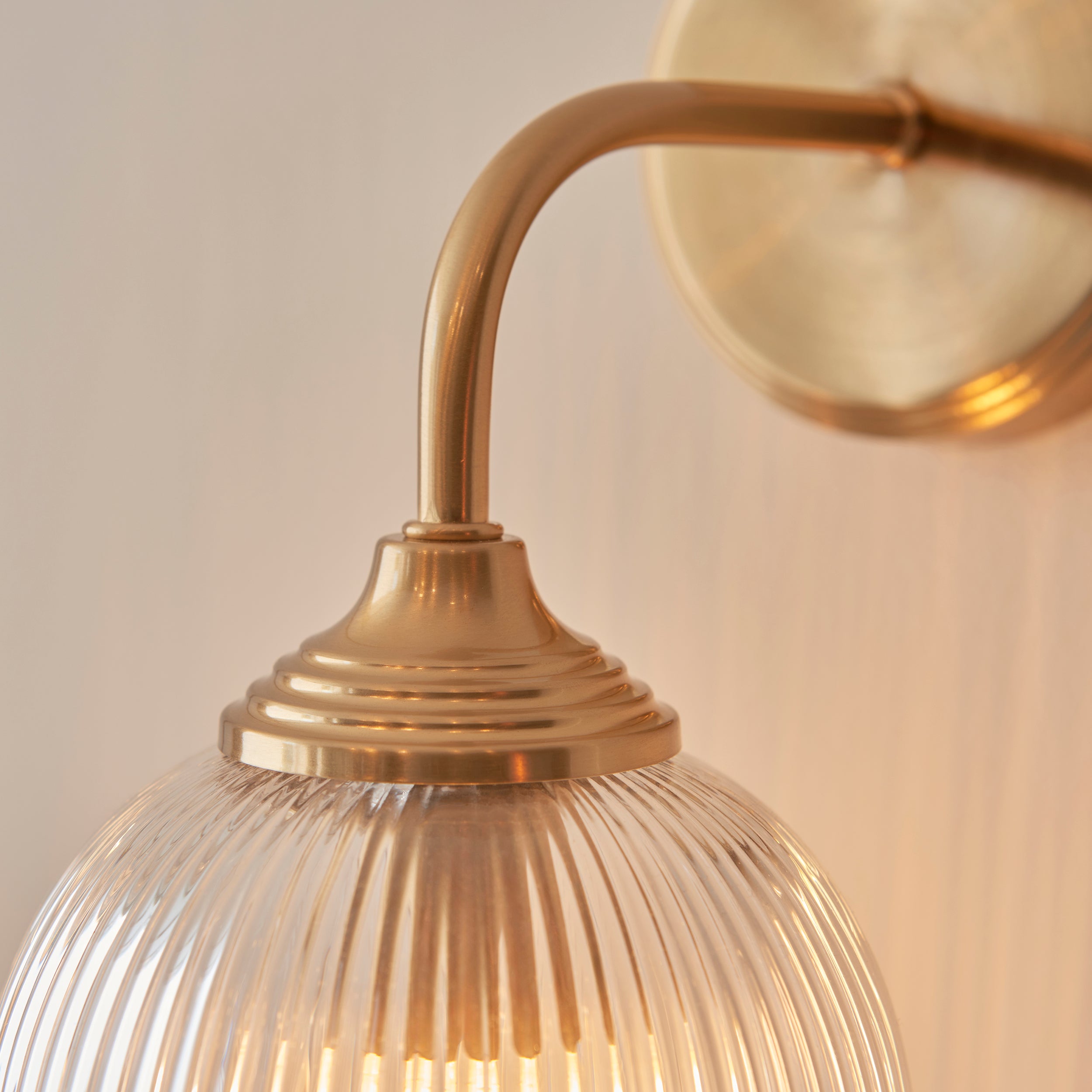Ashcroft Ribbed Glass Shade & Brass Wall Light