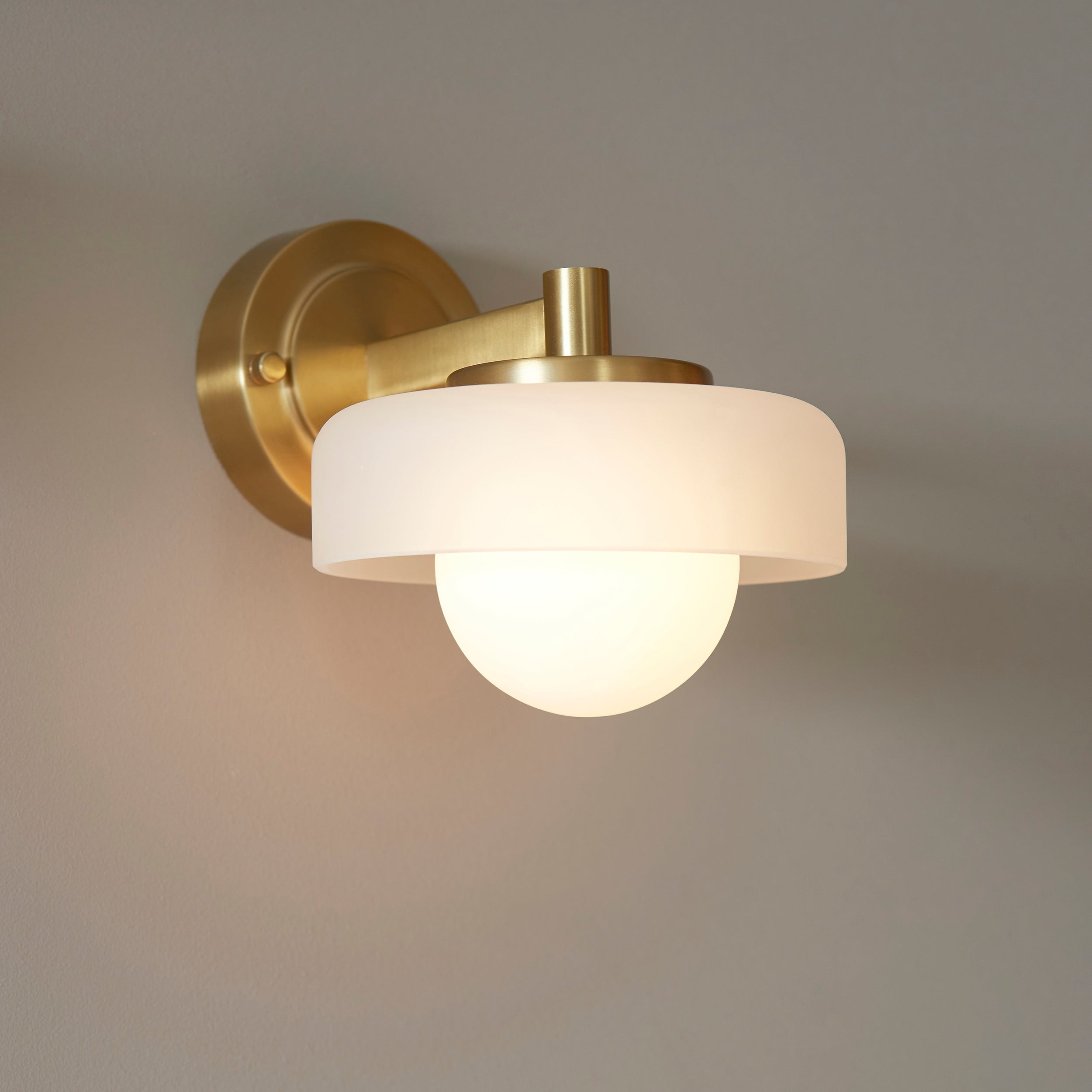 Boss Brass Wall Light - Opal Glass Shade