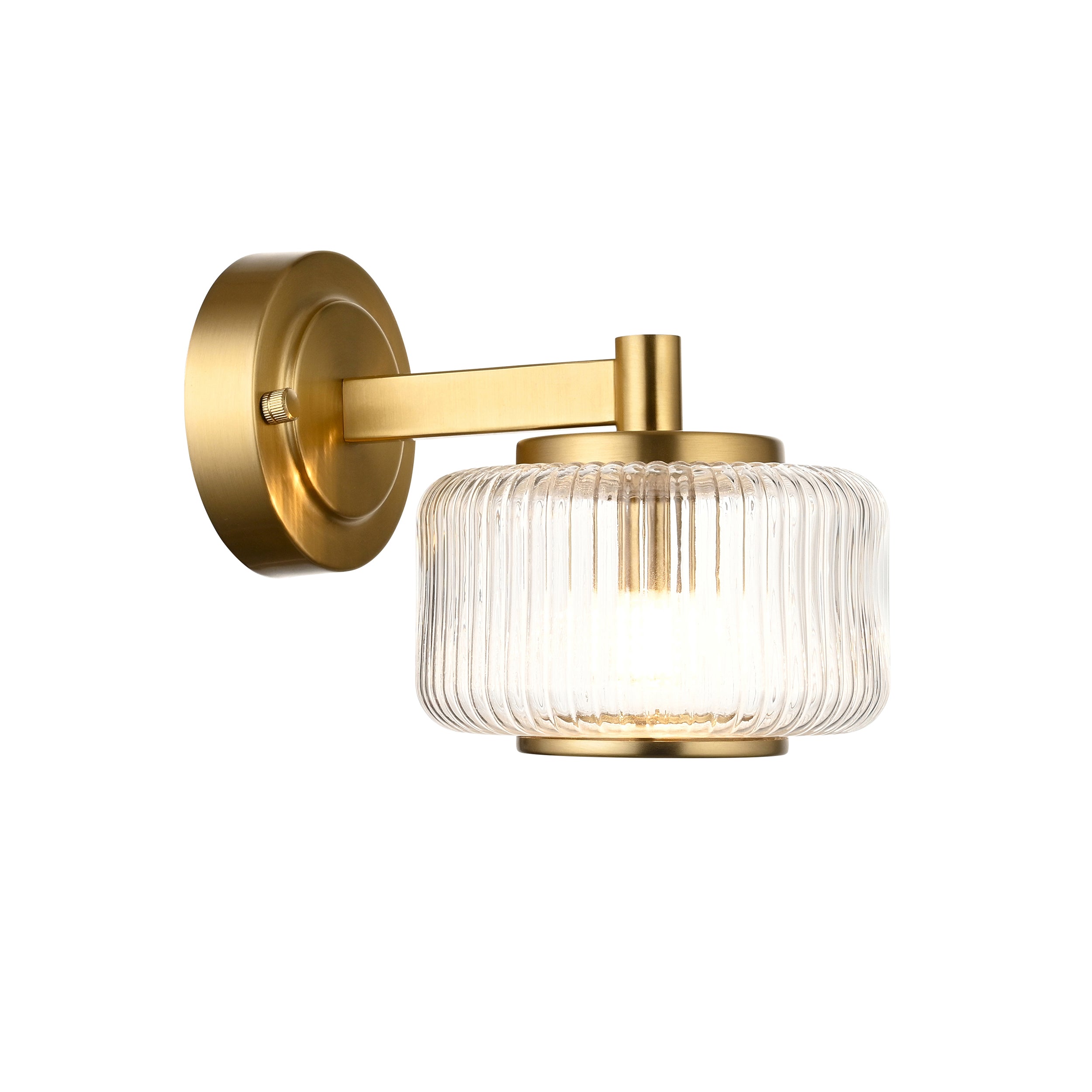 Stamford Brass & Ribbed Glass Shade Wall Light 120633 by Endon Lighting
