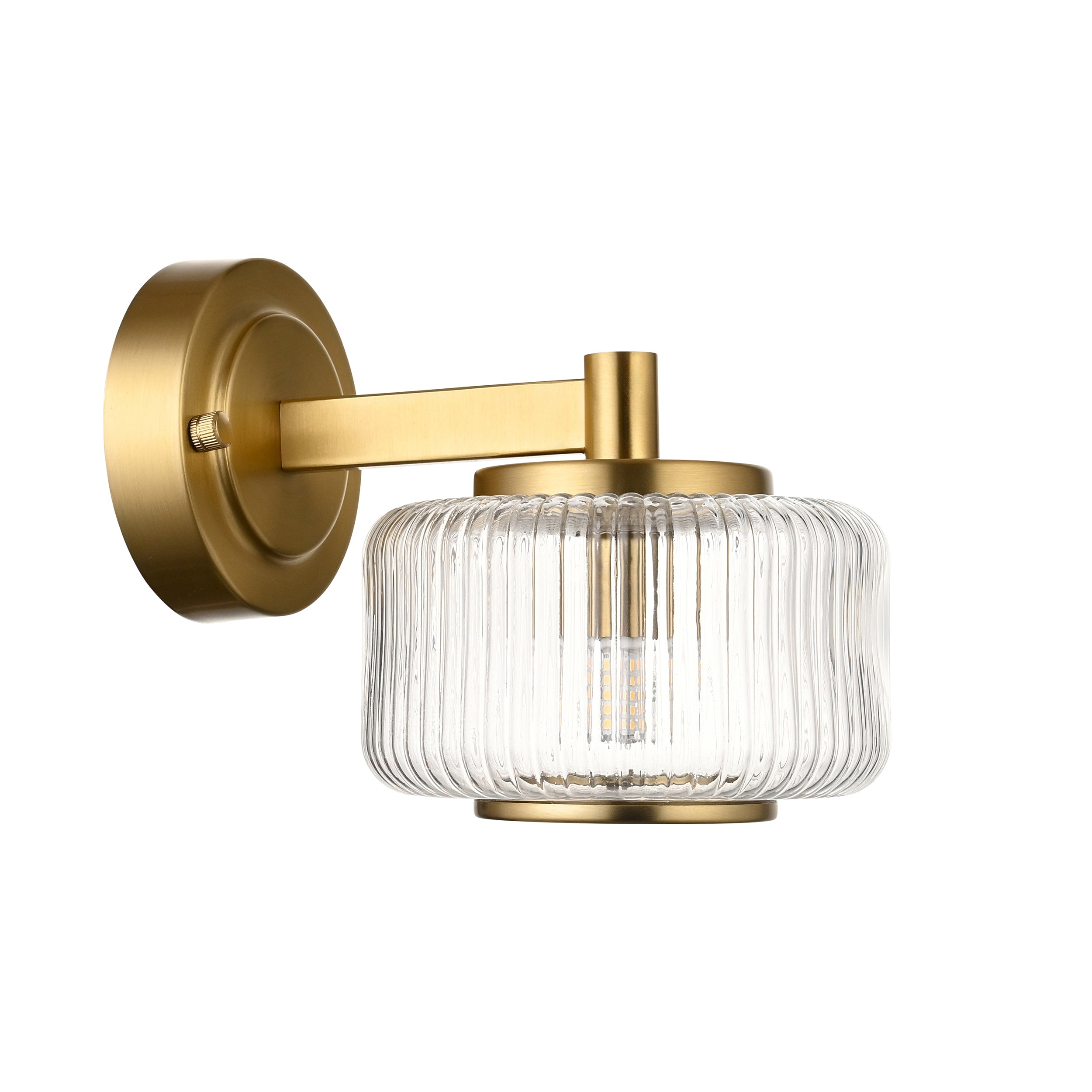 Stamford Brass & Ribbed Glass Shade Wall Light