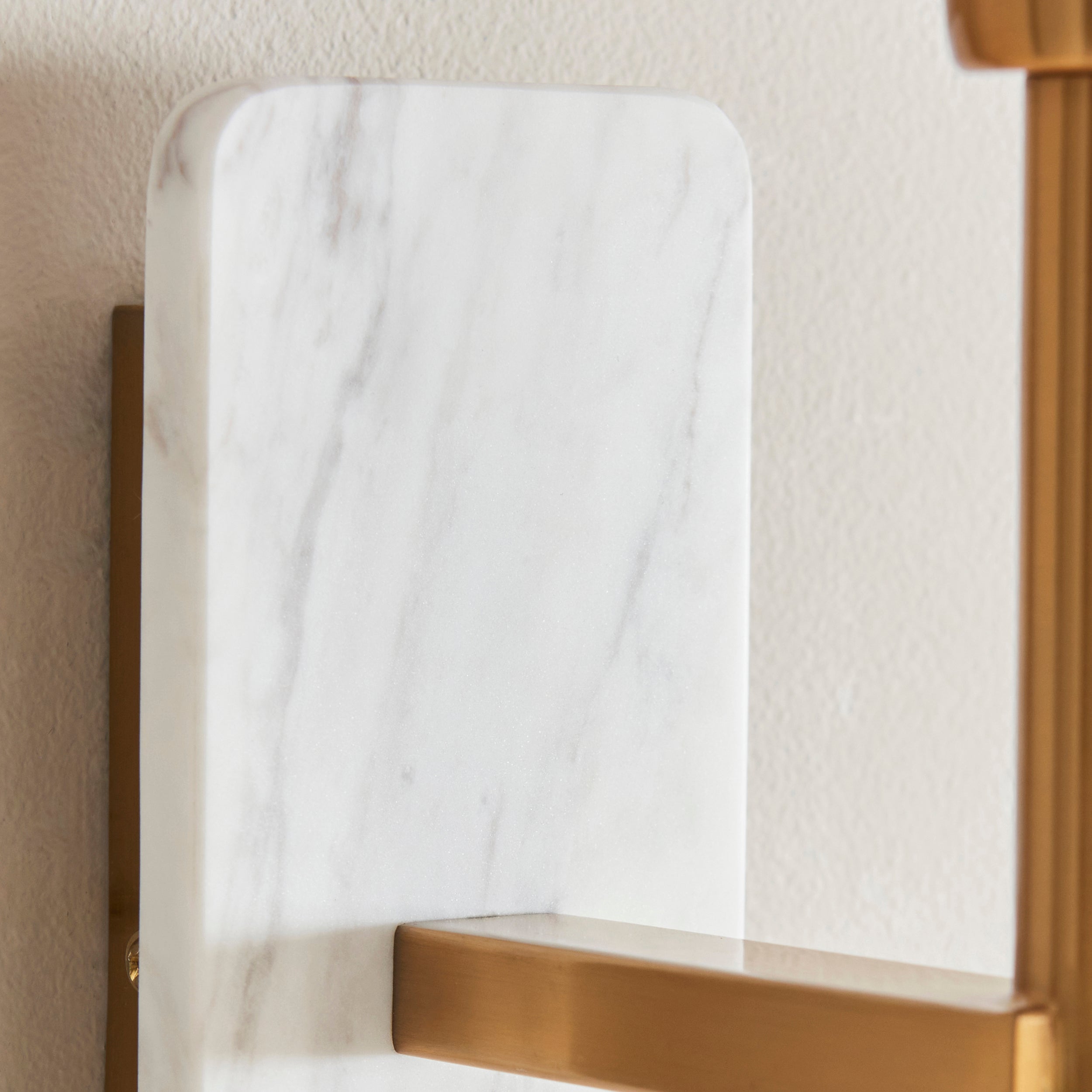 Faro White Voakas Marble & Brass Wall Light - Faux Linen Shade