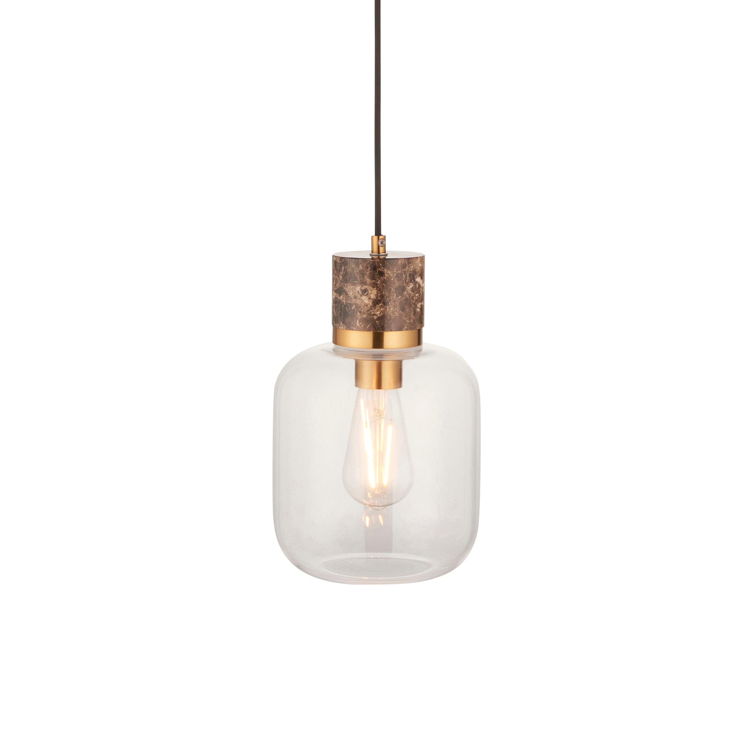 Travi Emperador Mable & Brass Pendant - Glass Shade 120659 by Endon Lighting