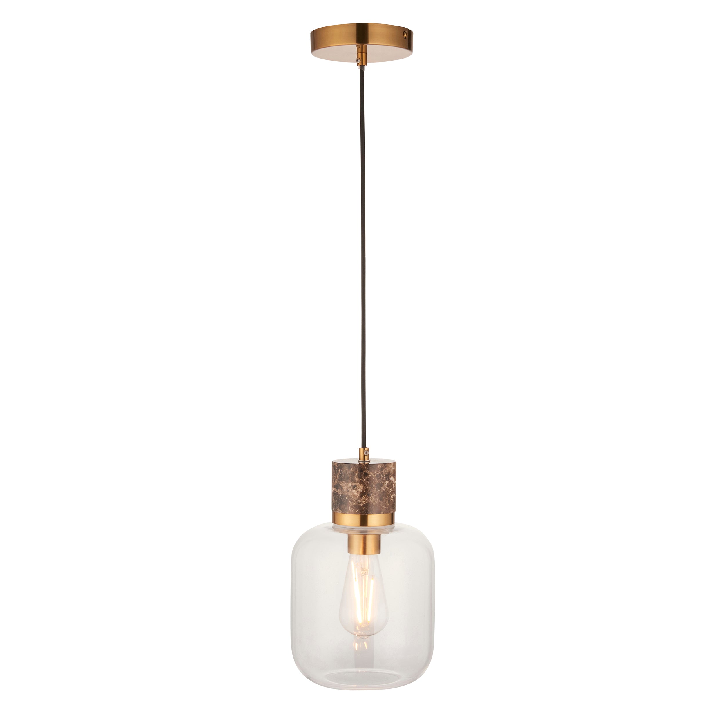 Travi Emperador Mable & Brass Pendant - Glass Shade