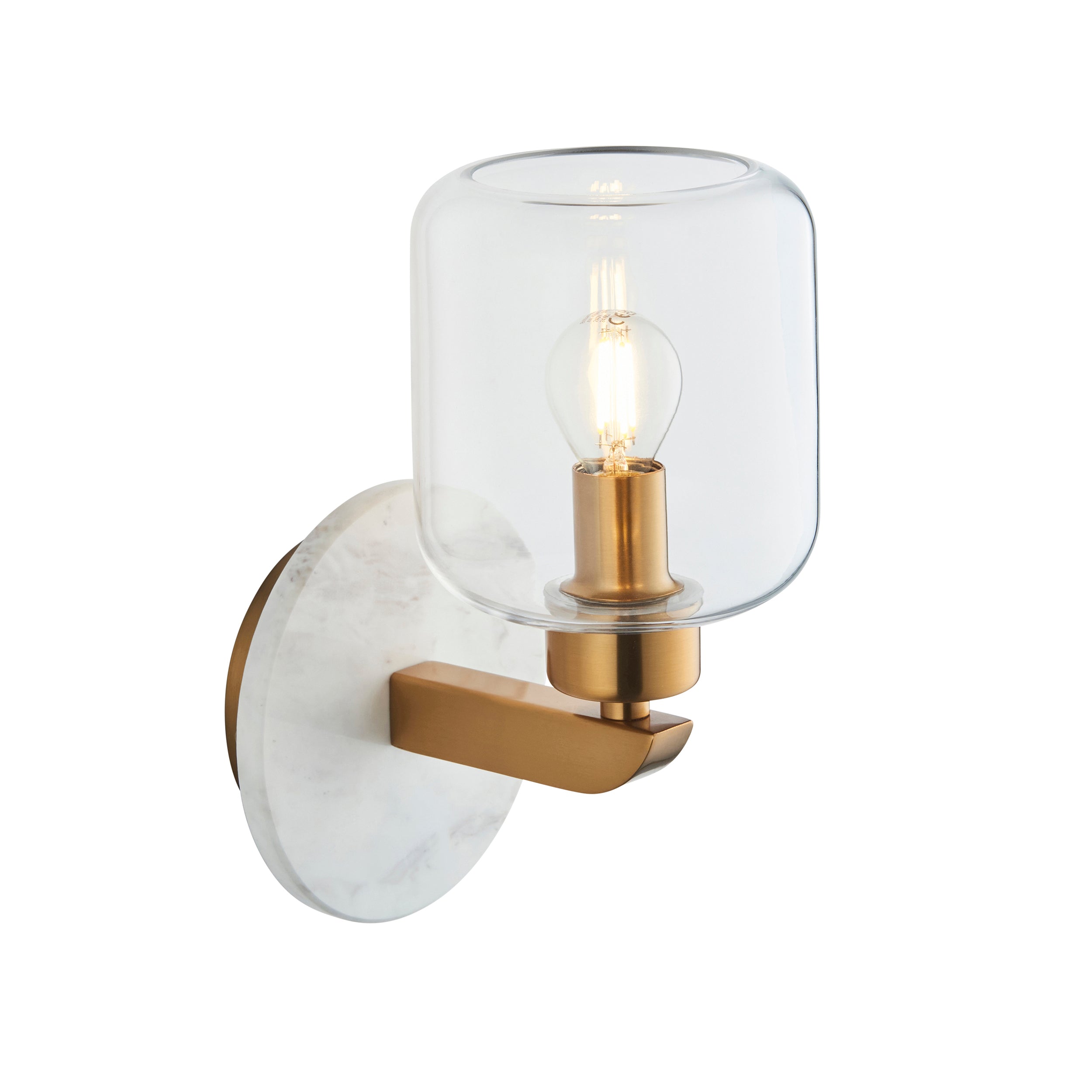 Travi Volakas Marble & Brass Wall Light - Glass Shade 120660 by Endon Lighting