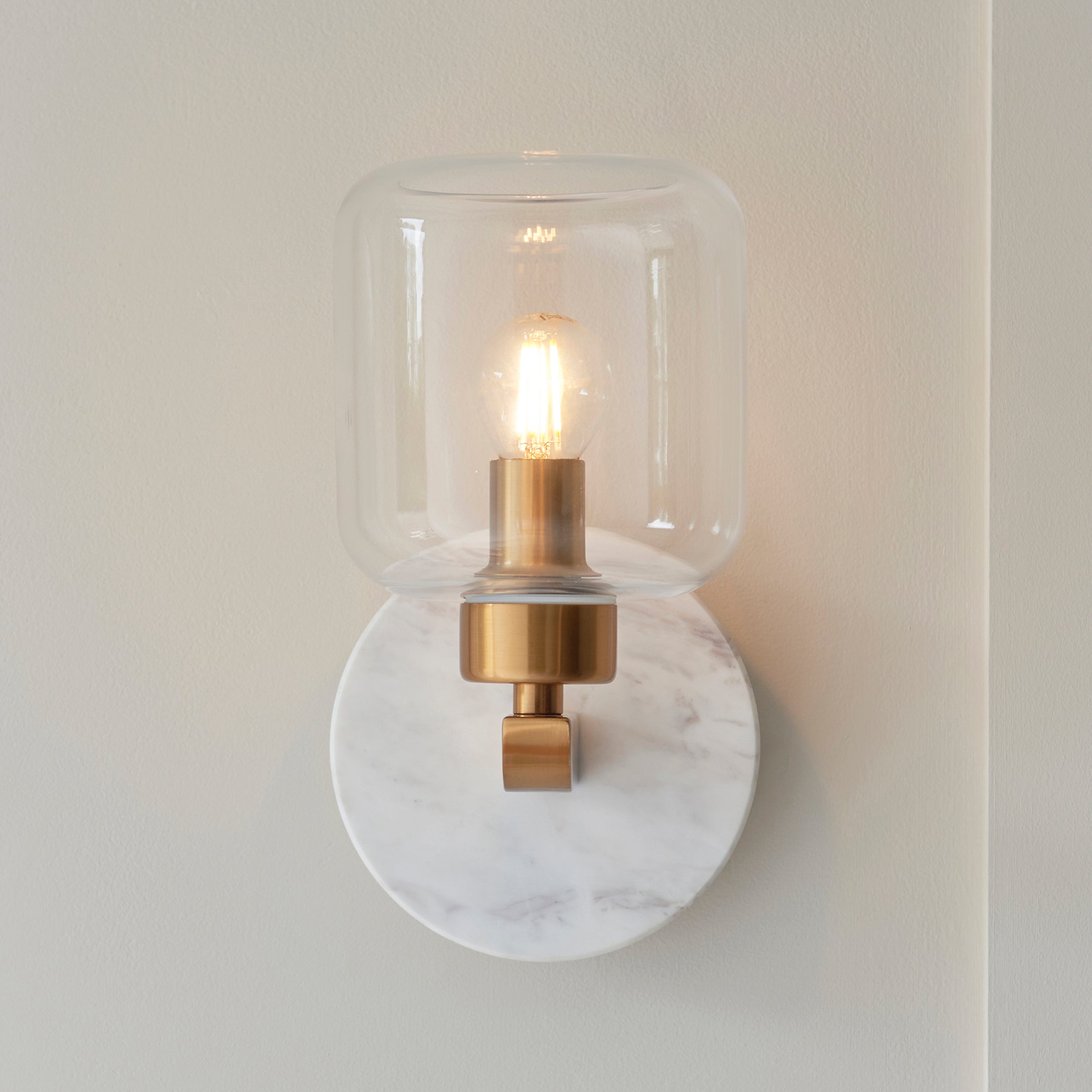 Travi Volakas Marble & Brass Wall Light - Glass Shade