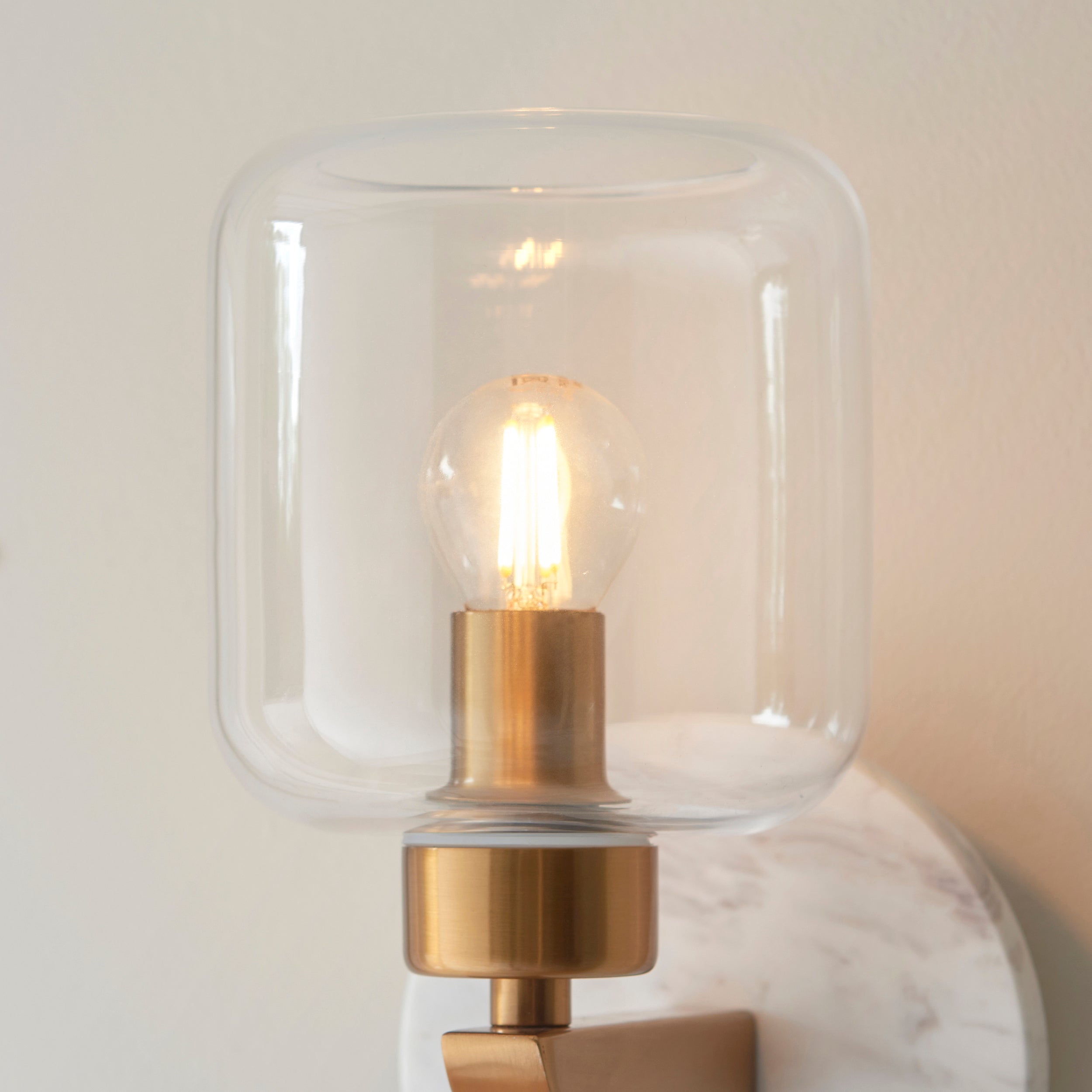 Travi Volakas Marble & Brass Wall Light - Glass Shade