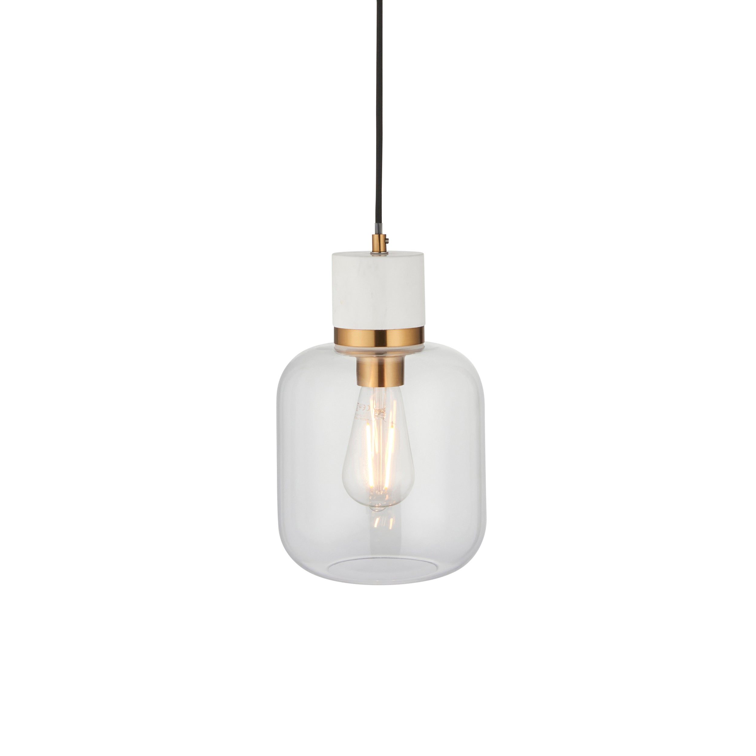 Travi Volashas Marble & Brass Pendant - Glass Shade 120661 by Endon Lighting