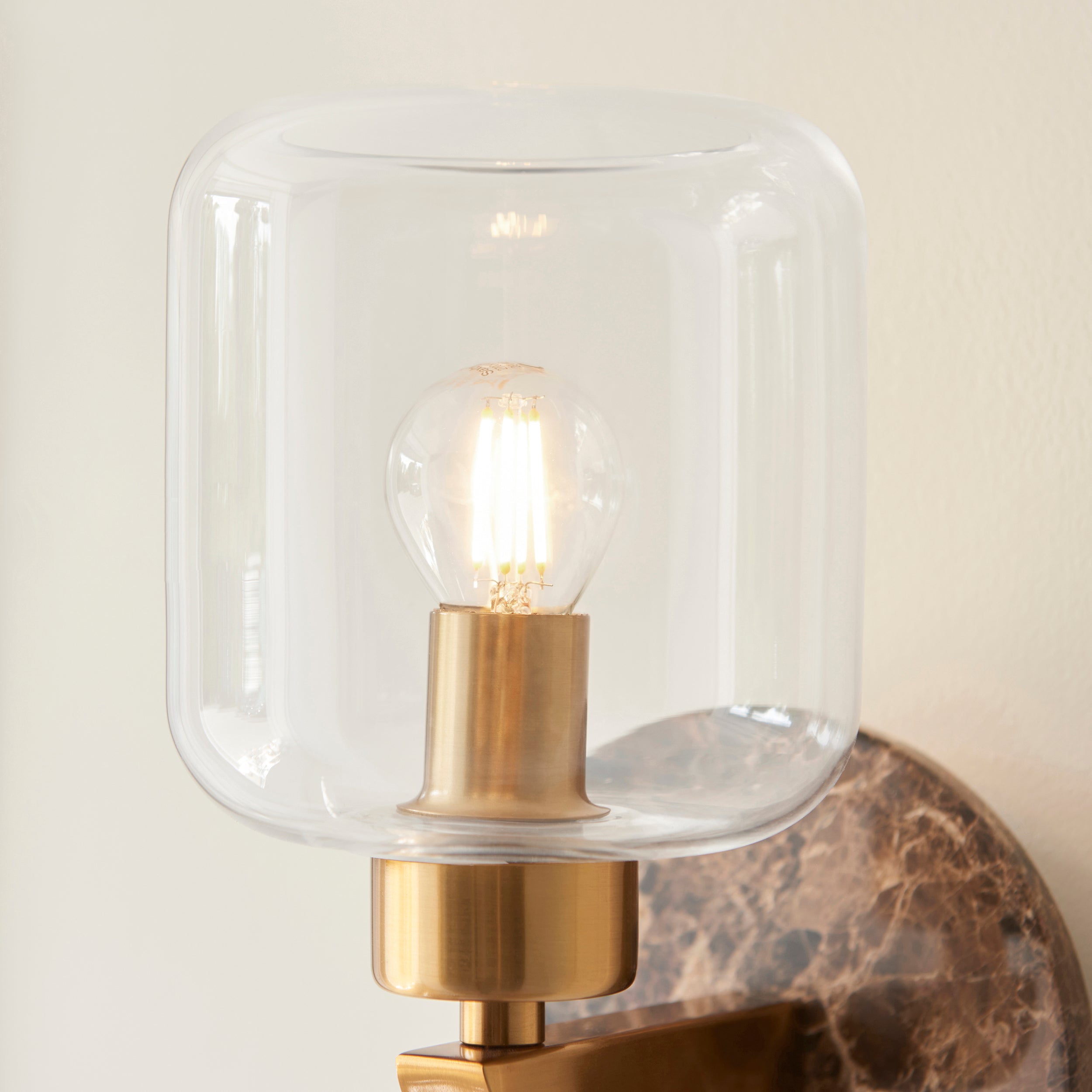 Travi Emperador Marble & Brass Wall Light - Glass Shade