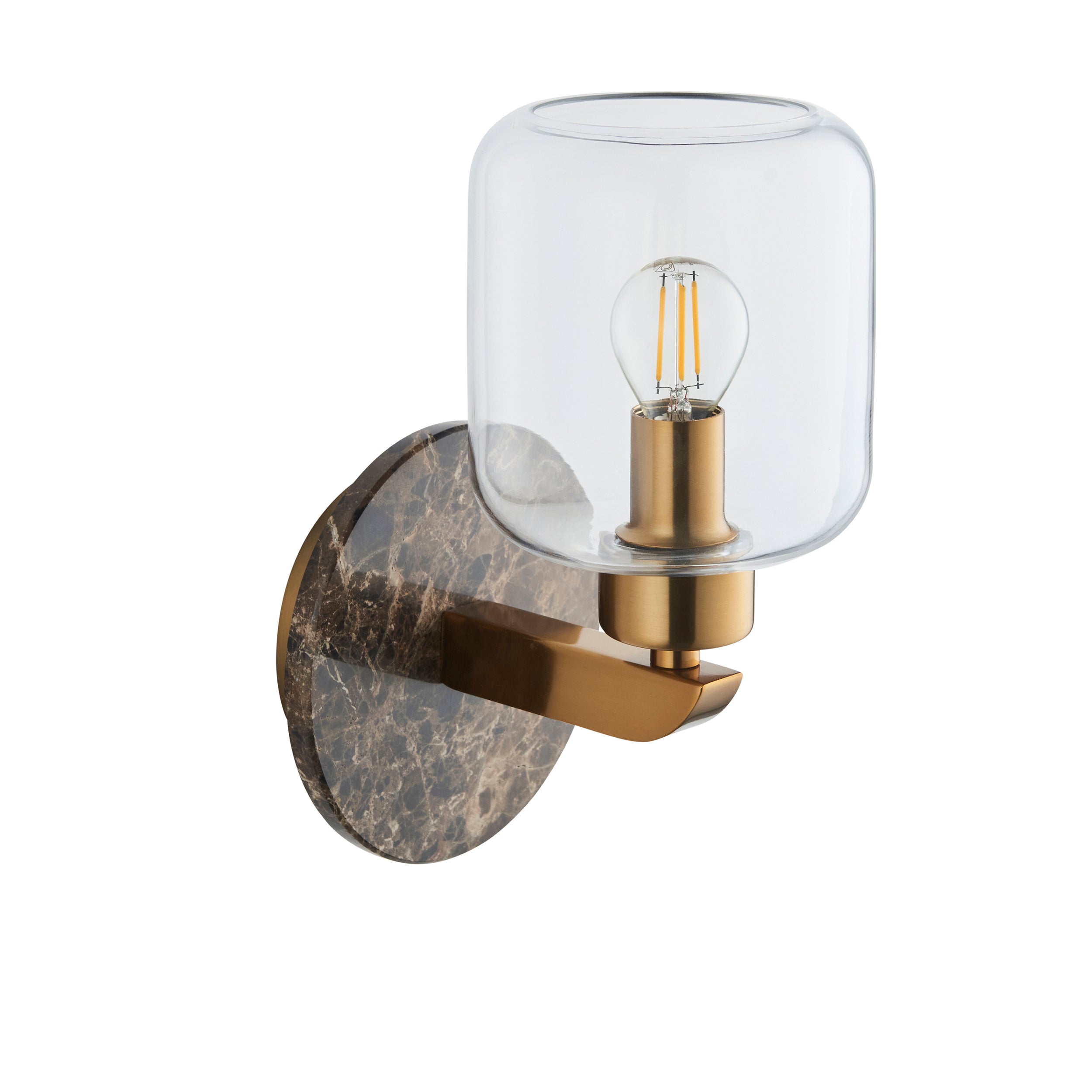 Travi Emperador Marble & Brass Wall Light - Glass Shade