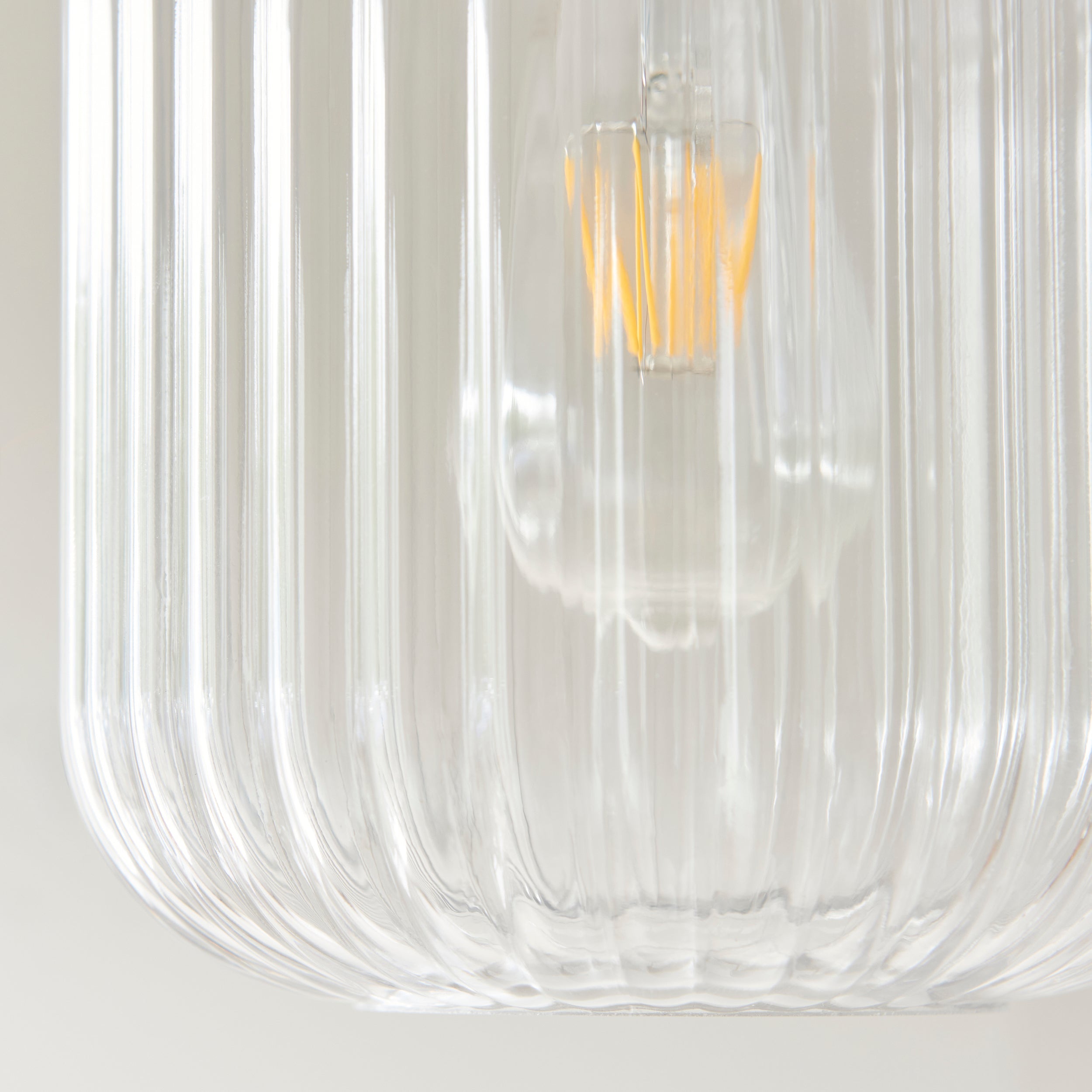 Travi Travertine Stone & Brass Pendant - Glass Ribbed Shade-OPEN-BOX-50-040626