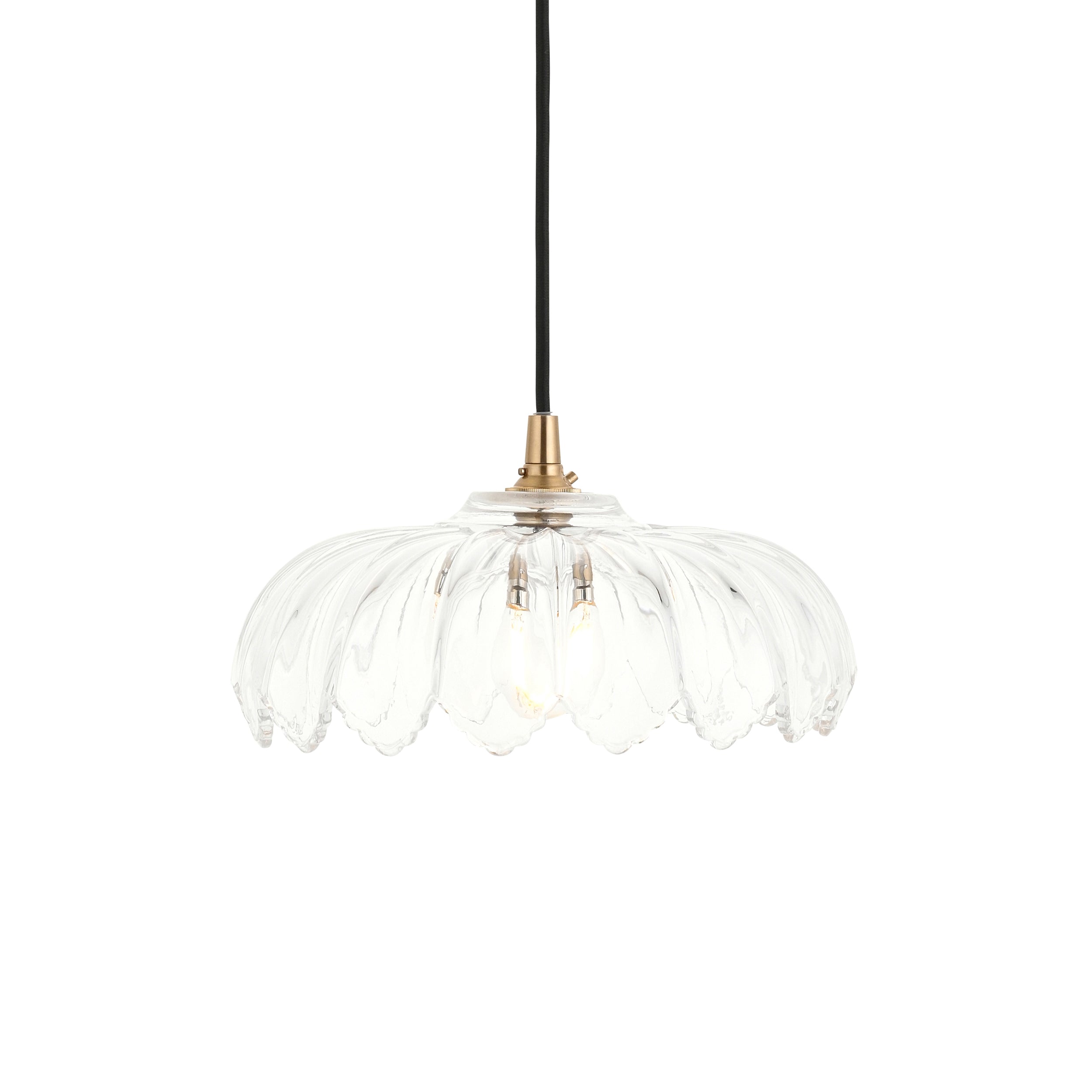 Eltham & Camellia Scalloped Glass Pendant - Black Braided Cable 120752 by Endon Lighting