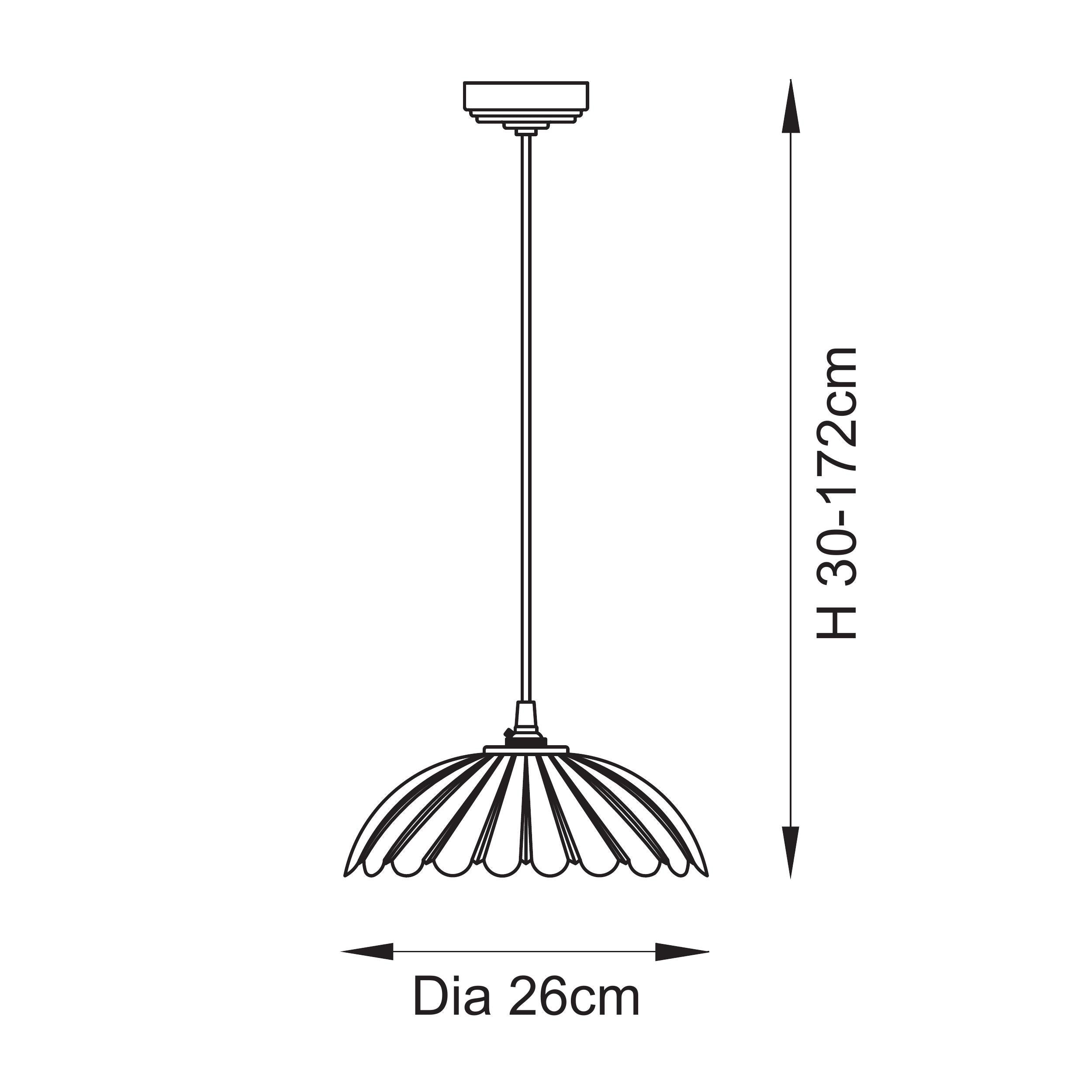 Eltham & Camellia Scalloped Glass Pendant - Black Braided Cable