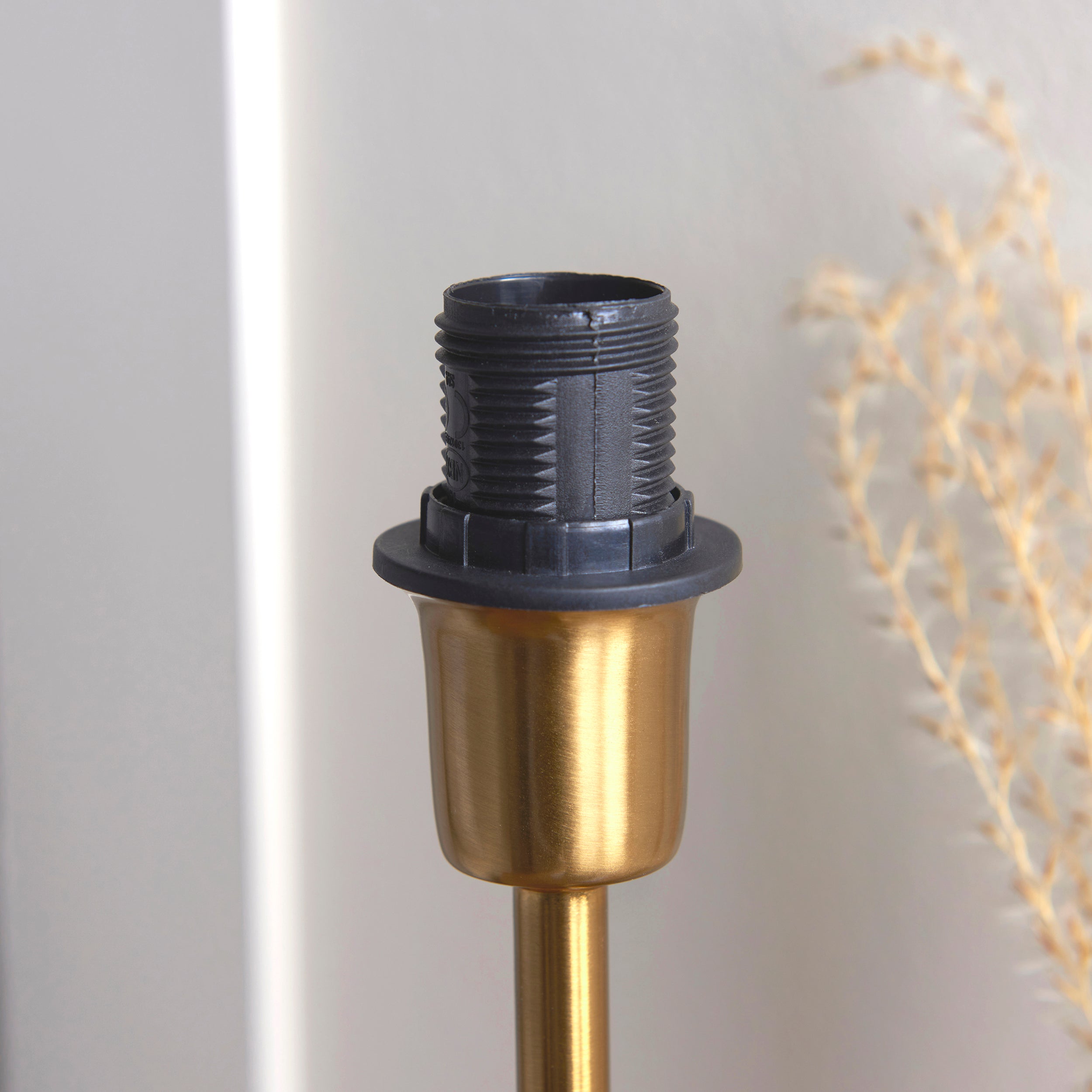 Rise Brass Table Lamp & Grey Ikat 16cm Shade