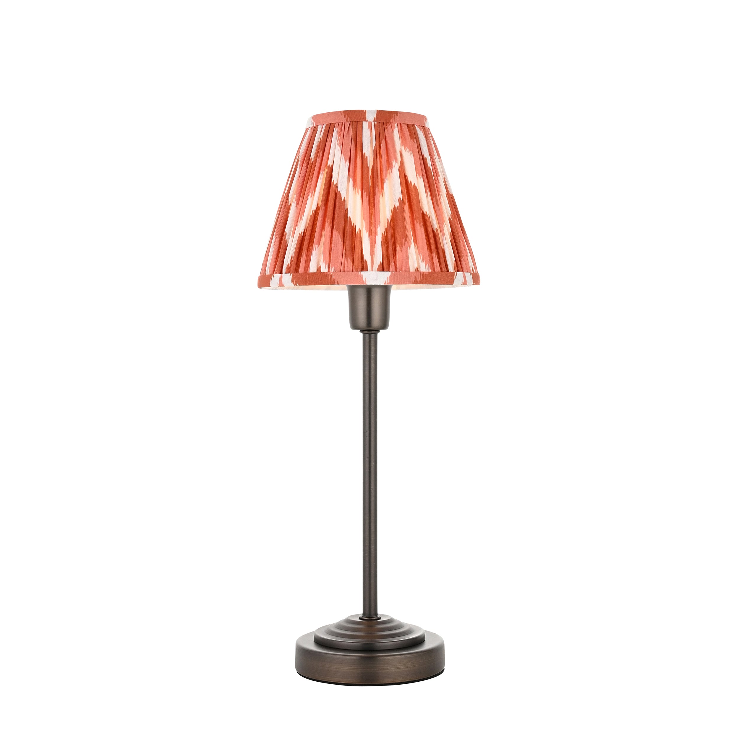 Rise Bronze Table Lamp & Orange Ikat 16cm Shade 120755 by Endon Lighting