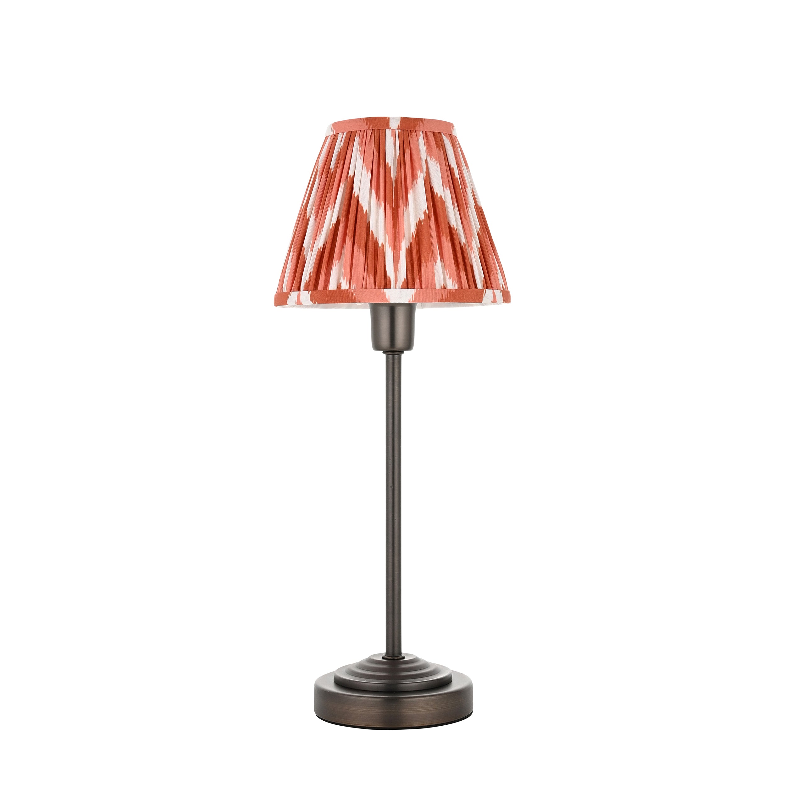 Rise Bronze Table Lamp & Orange Ikat 16cm Shade