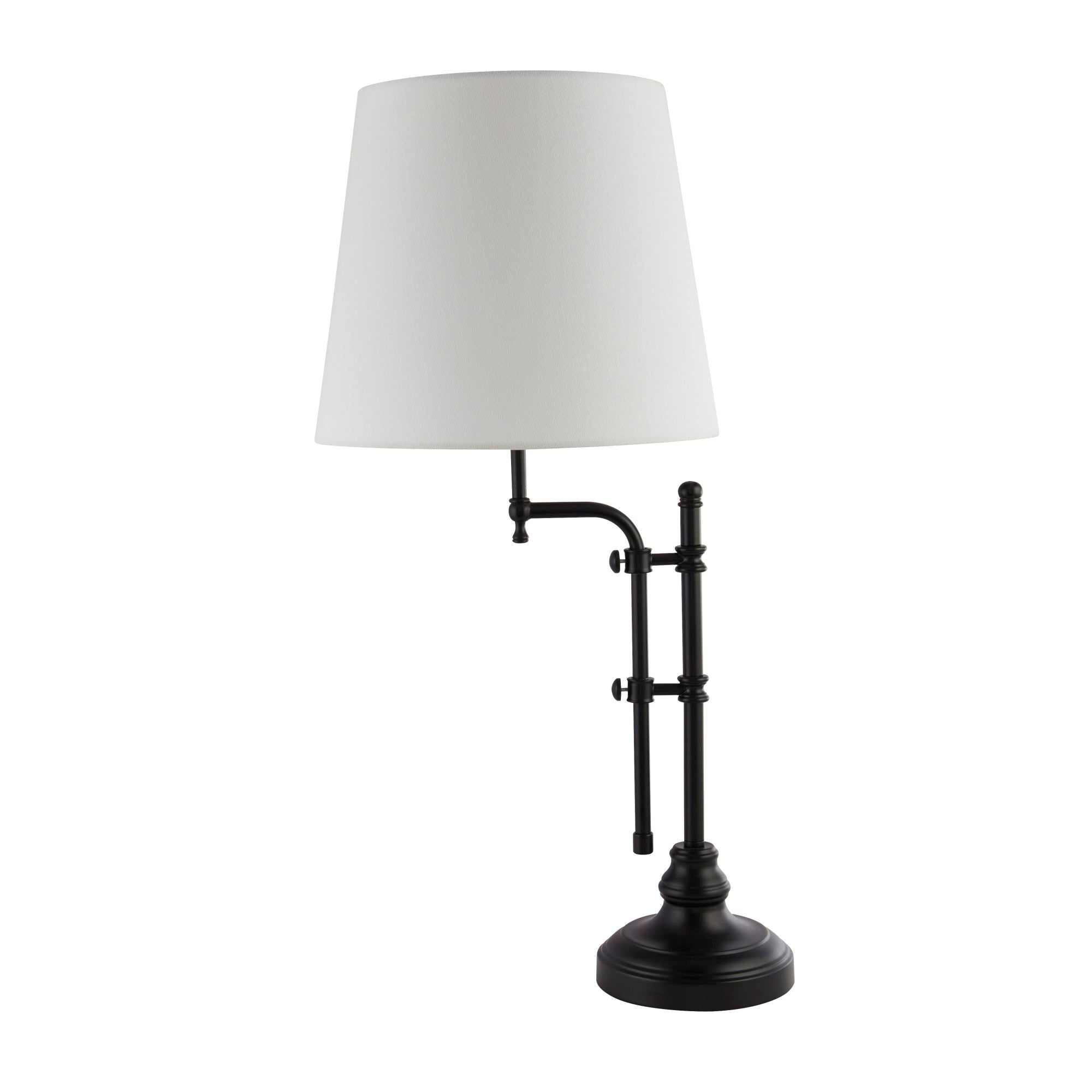 Searchlight Munich Black Table Lamp - Natural Linen Shade