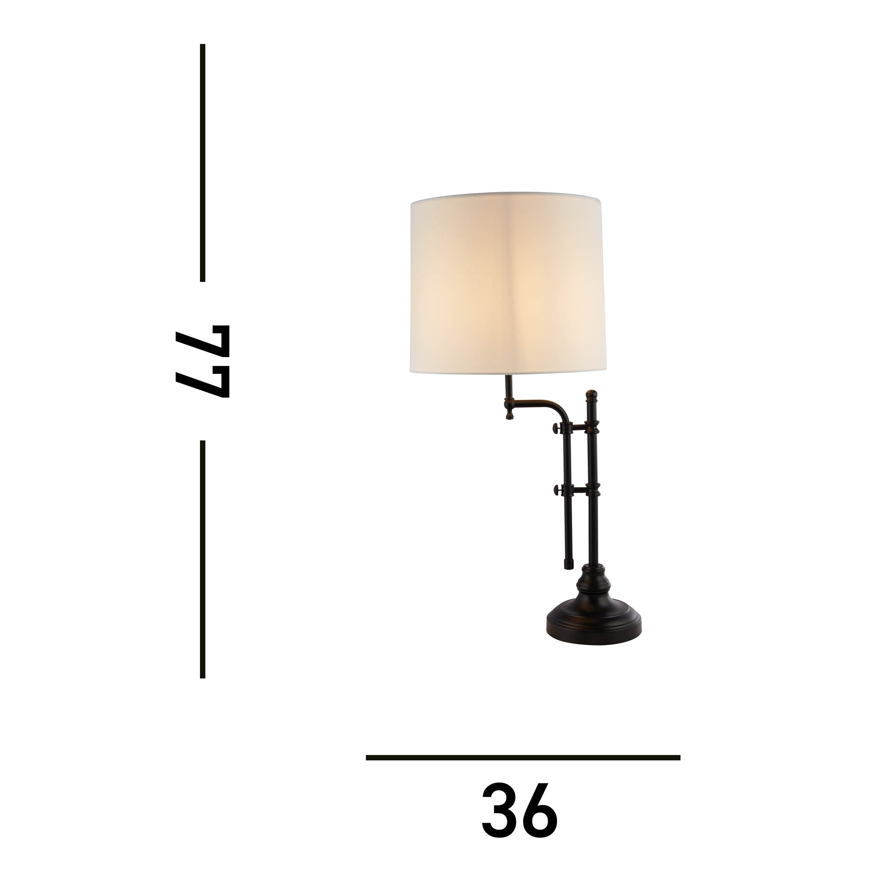 Searchlight Munich Black Table Lamp - Natural Linen Shade