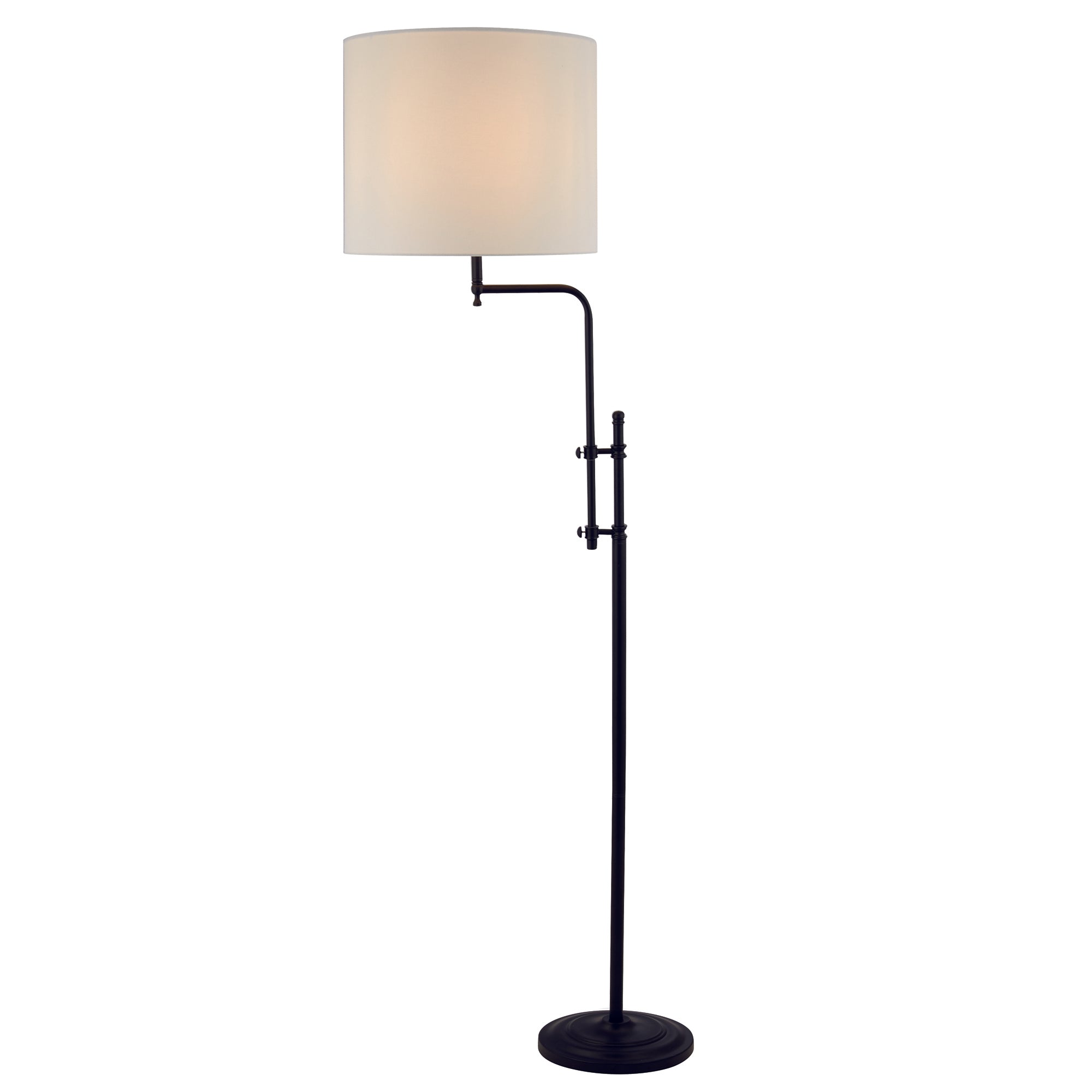 Searchlight Munich Black Floor Lamp With Natural Linen Shade