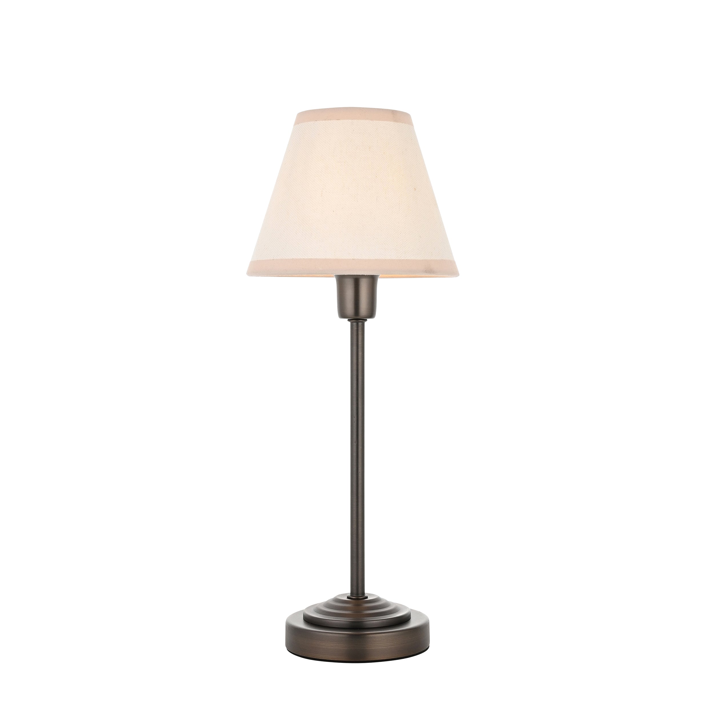 Rise Bronze Table Lamp & Vintage White Ikat 16cm Shade 120938 by Endon Lighting