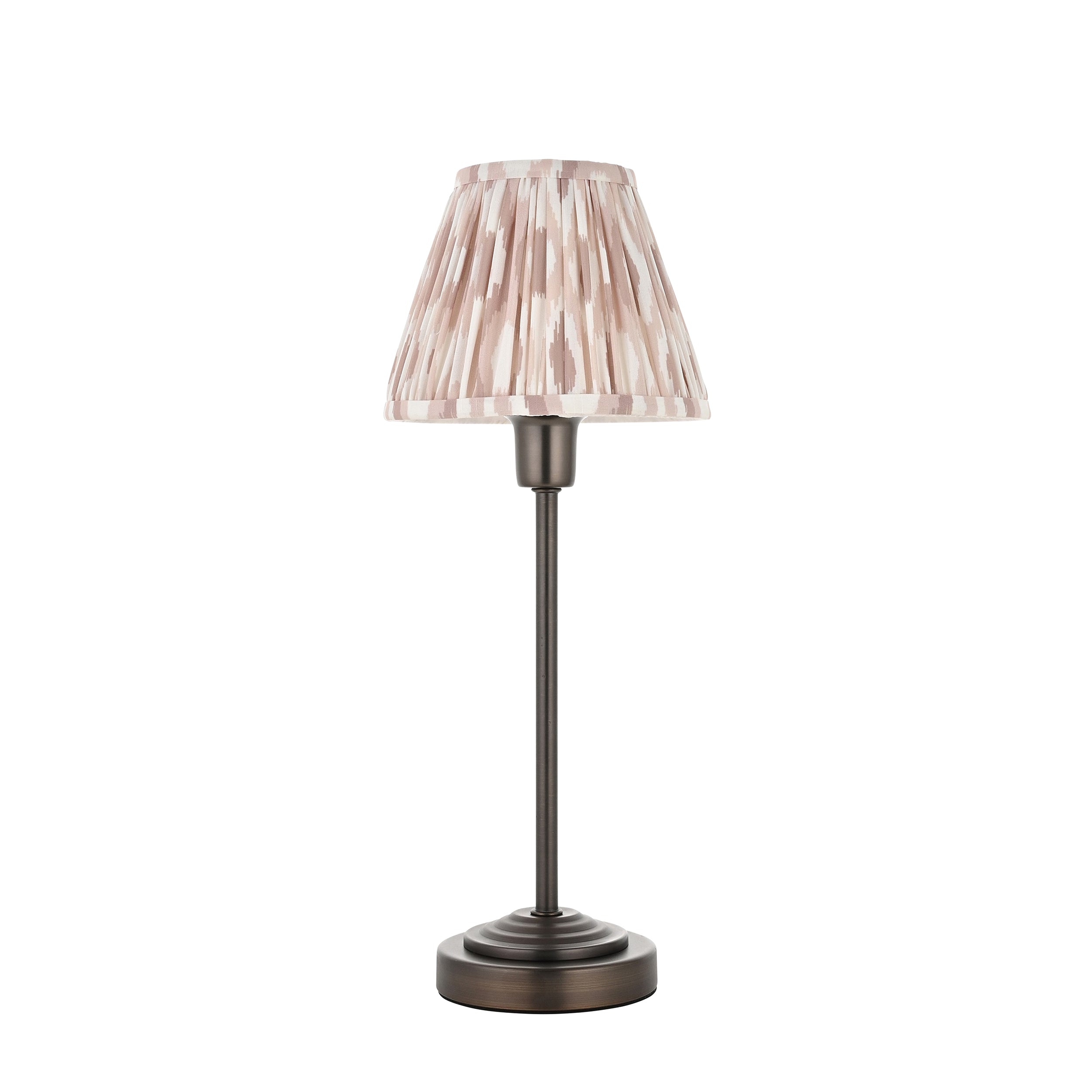 Rise Bronze Table Lamp & Neutral Ikat 16cm Shade