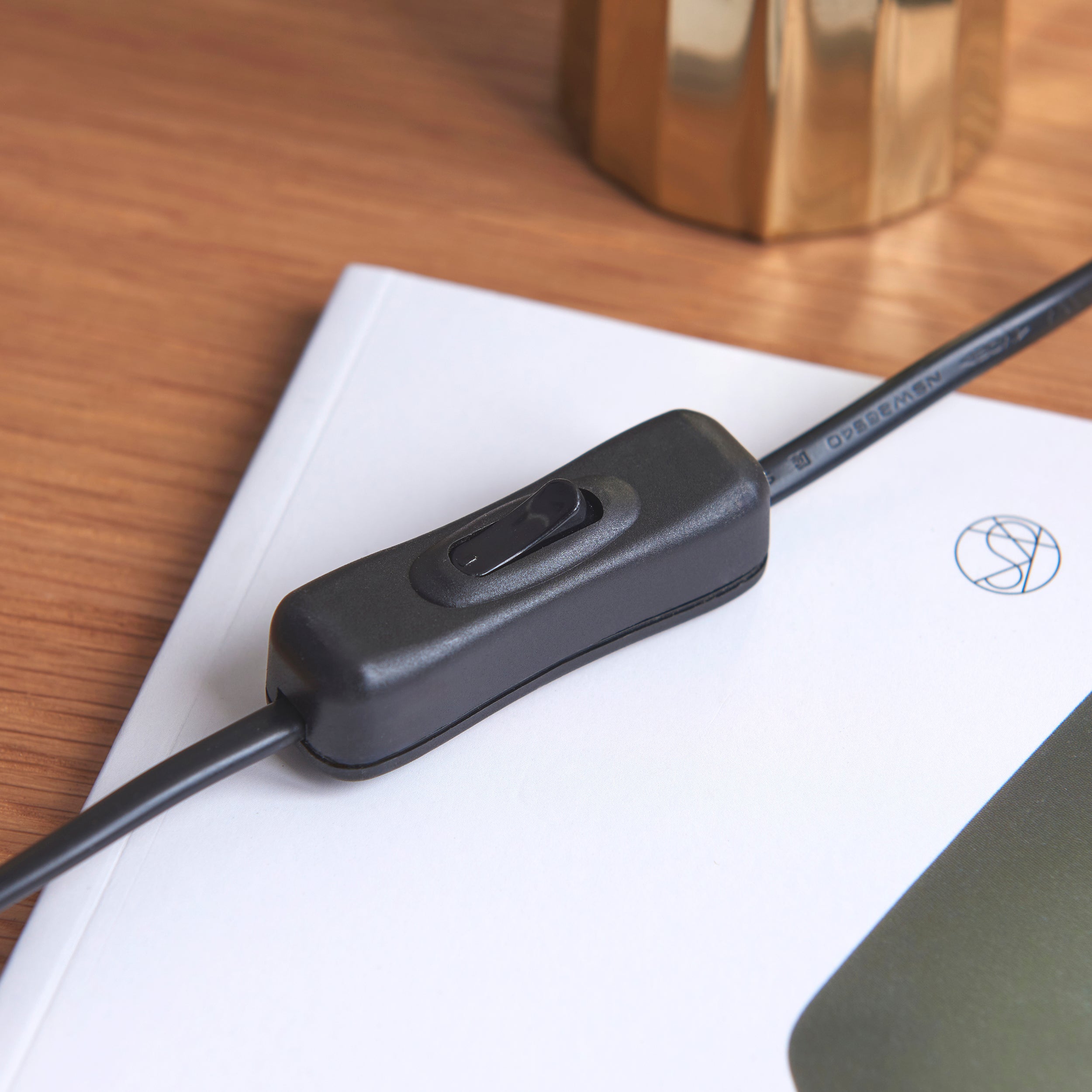 Rise Brass Table Lamp & Neutral Ikat 16cm Shade