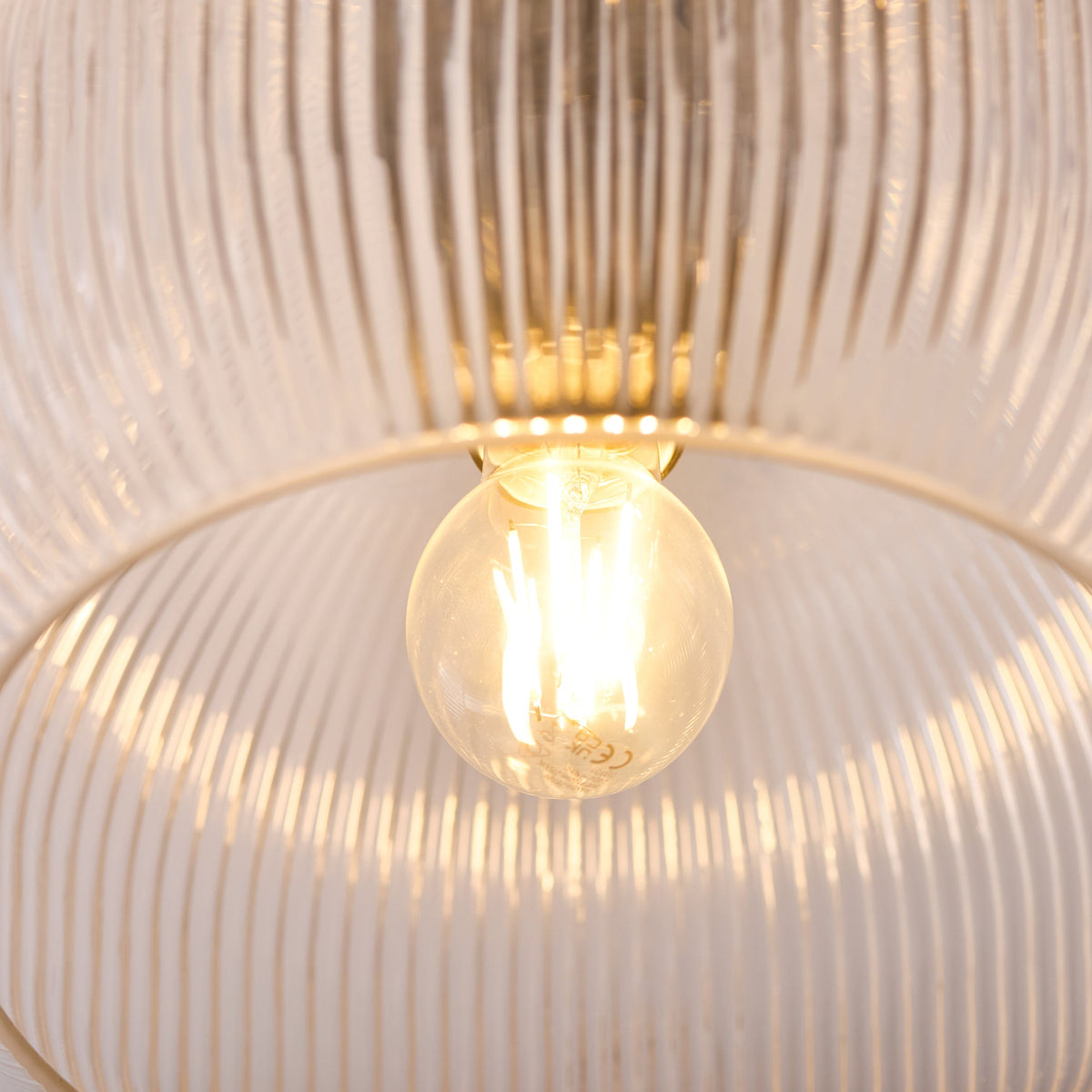 Harborne Antique Brass Flush Ceiling Light - Ribbed Glass-warehouse-091026