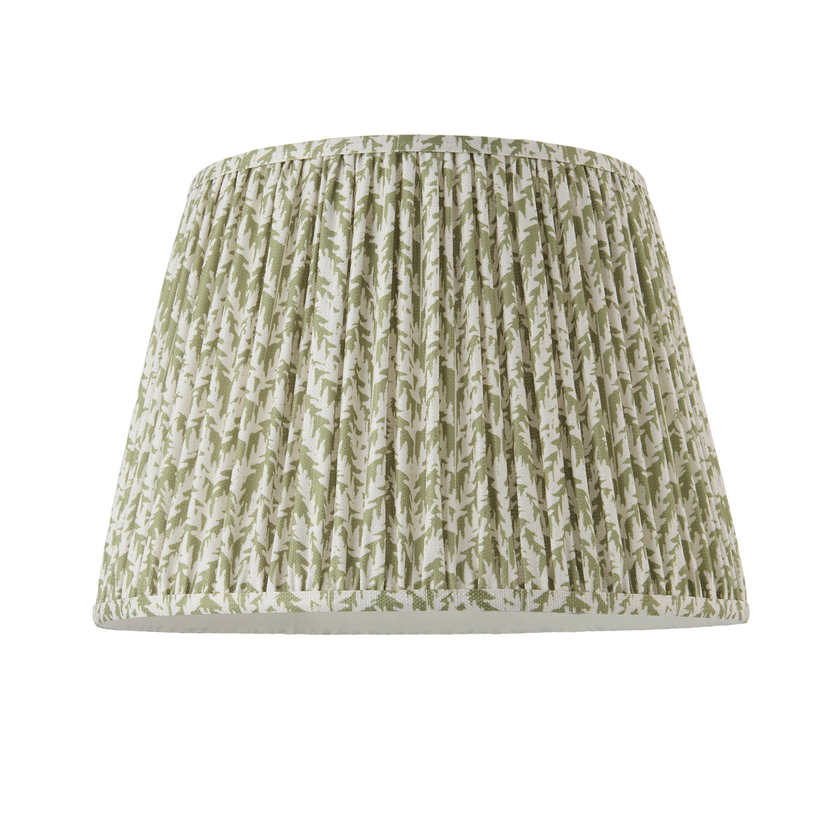 Reversible Leaf Herb Garden Green pleated lamp shade in soft green foliage-patterned cotton