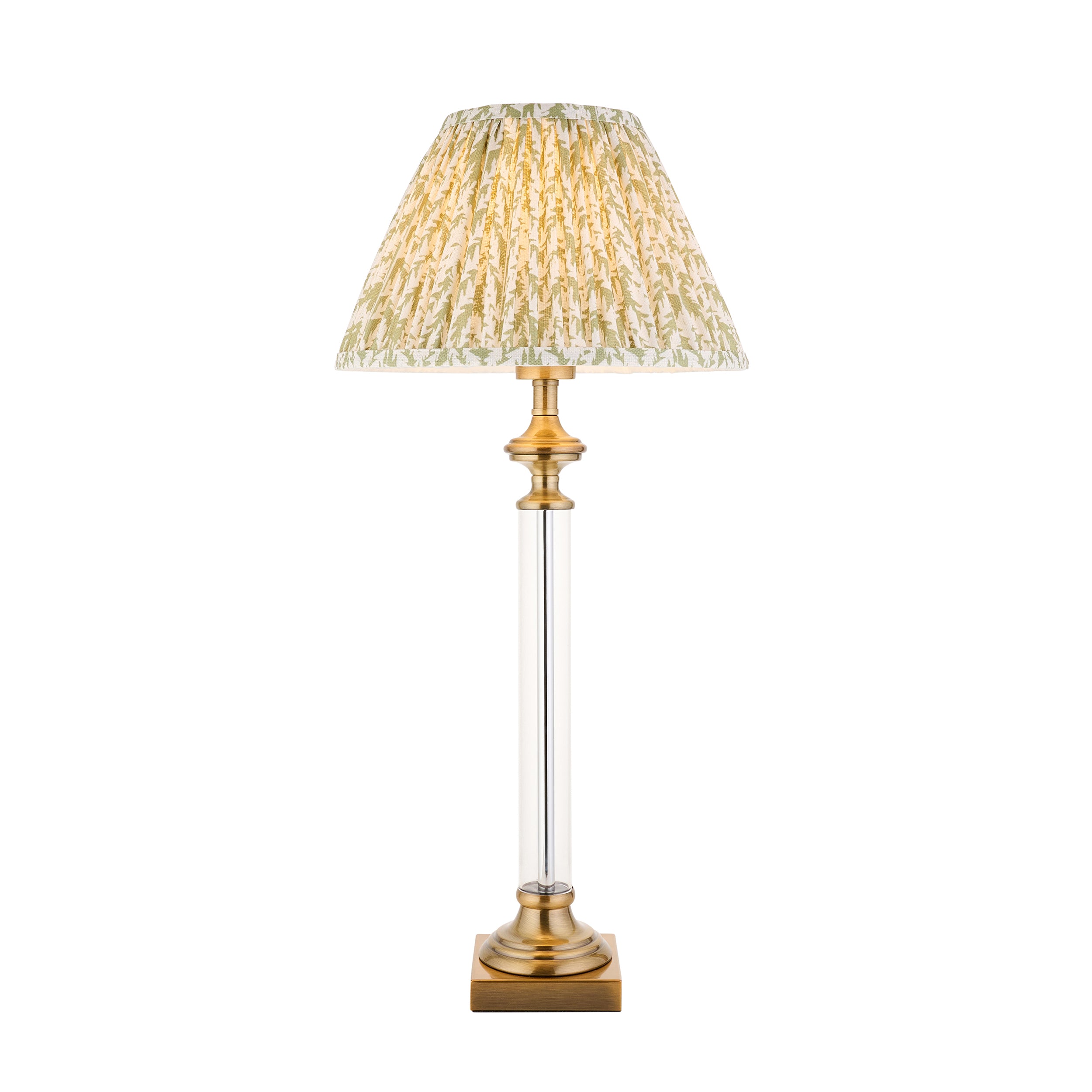 Avebury 1 Light Brass Table Lamp & Leaf 30cm Herb Green Shade