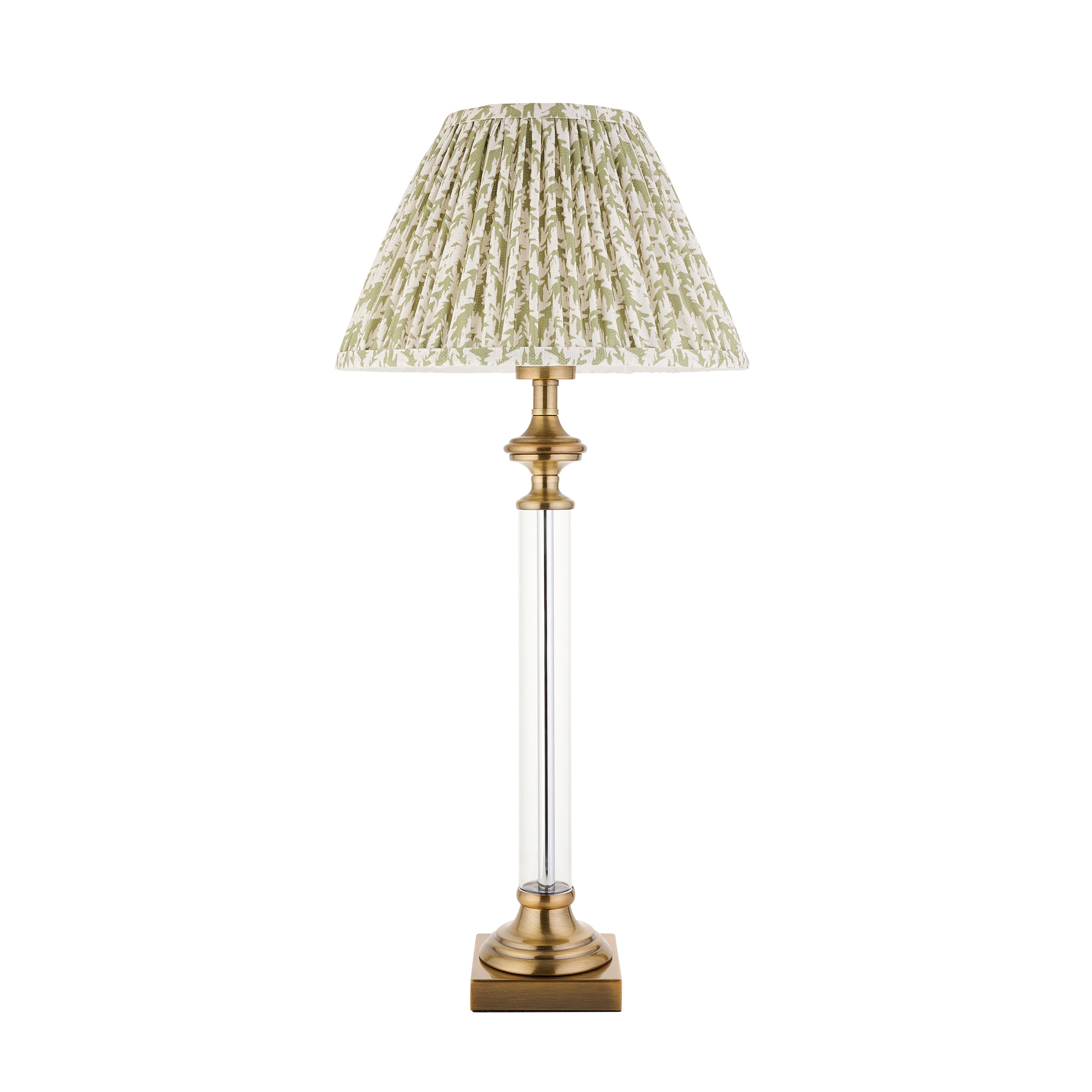 Avebury 1 Light Brass Table Lamp & Leaf 30cm Herb Green Shade