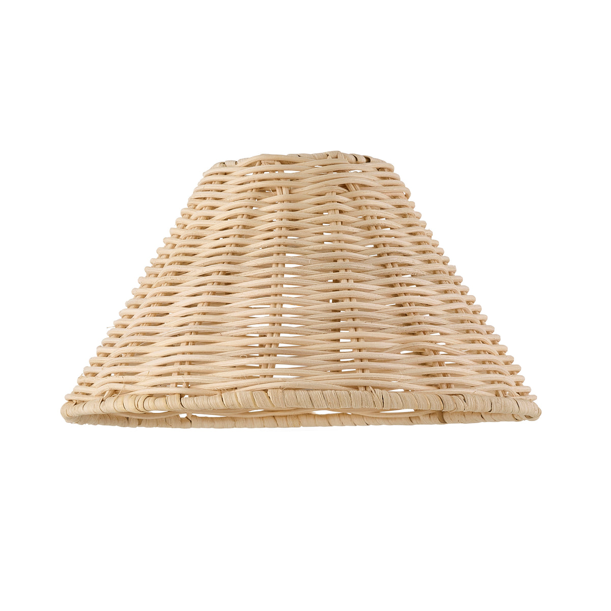 Natural rattan tapered lamp shade with open woven cane finish