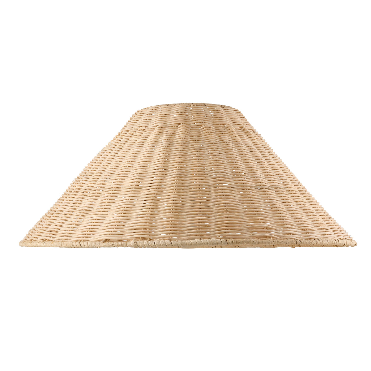 Wide tapered natural rattan ceiling lamp shade in woven cane