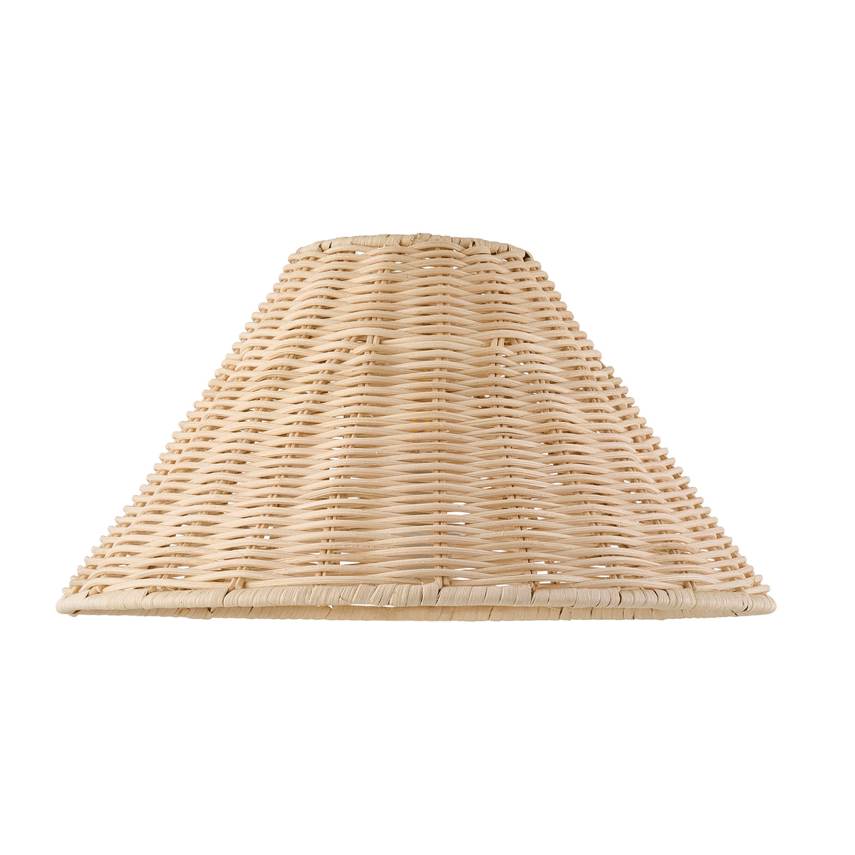 Tapered natural rattan lamp shade with hand-woven cane sides