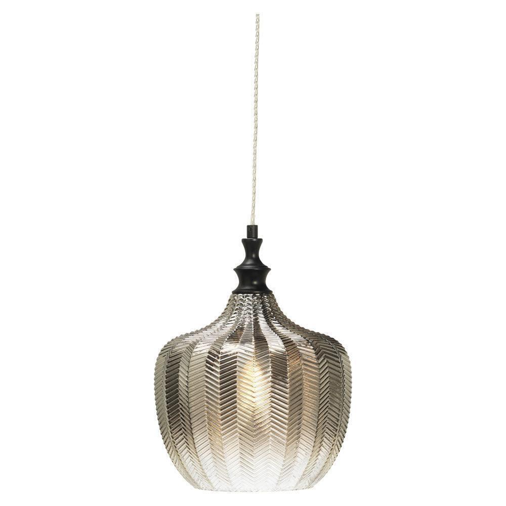 Oaks Lighting Darby Black & Smoked Glass Pendant Light-warehouse-180926
