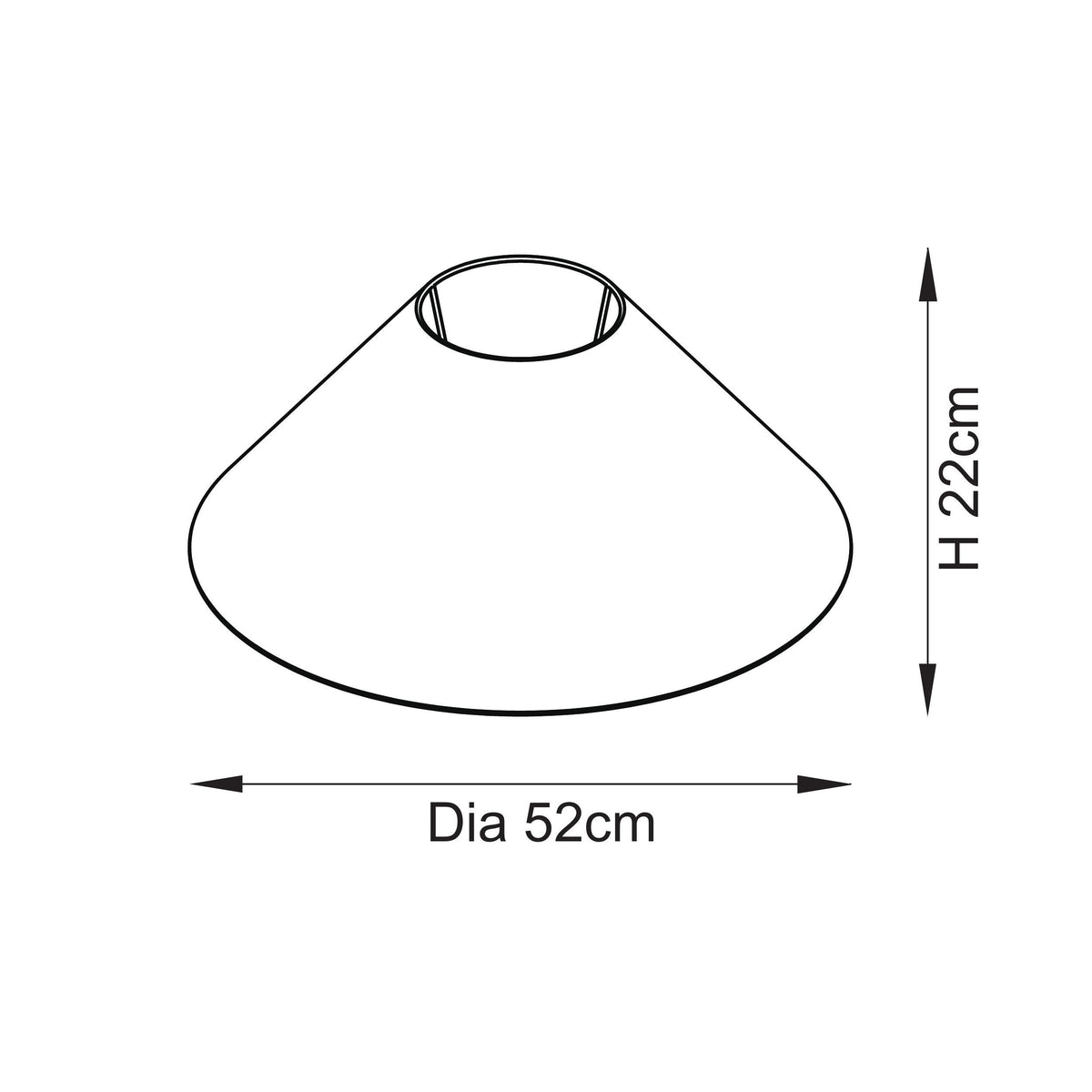 Dimension diagram of the Arlo linen coolie shade showing its height and diameter
