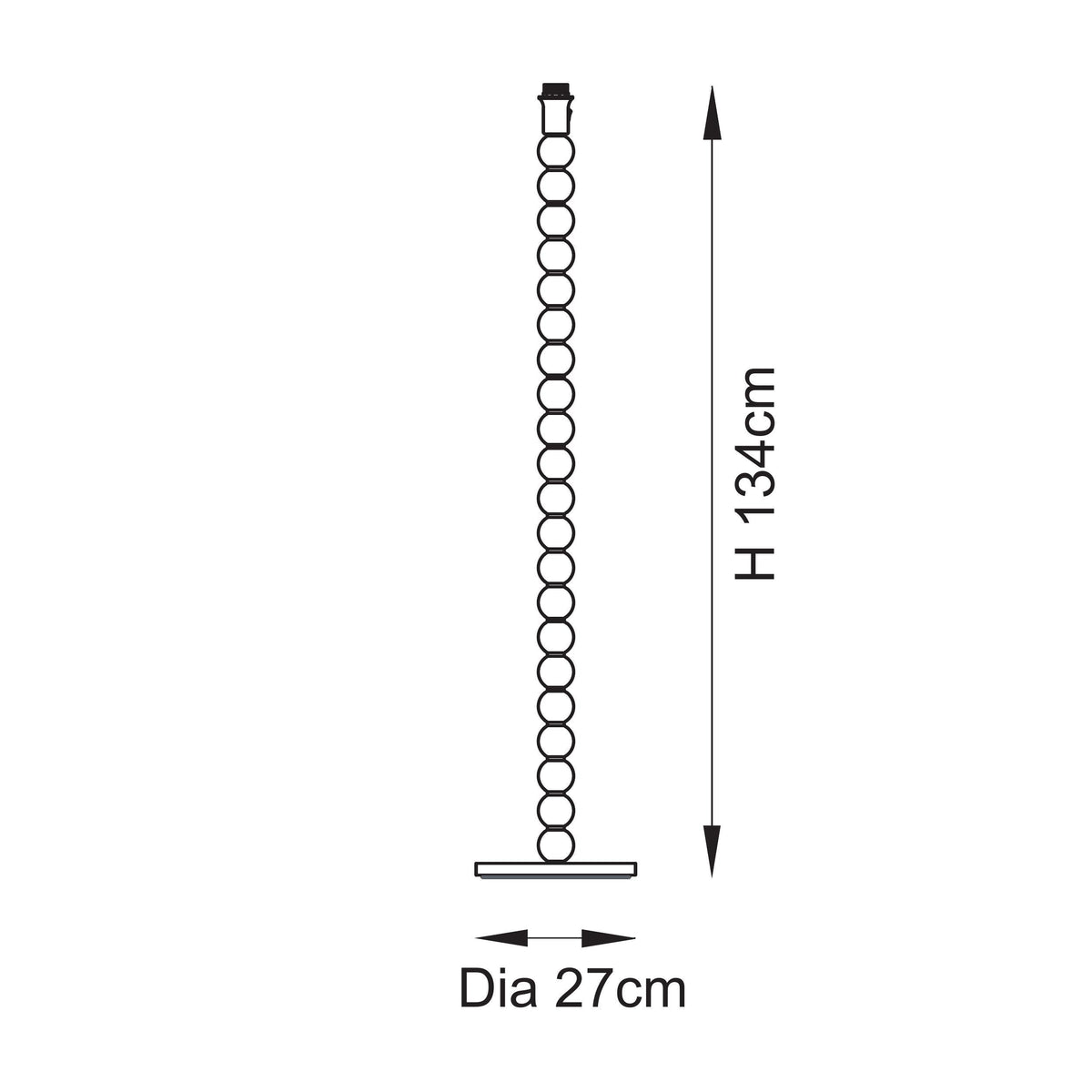 Dimension diagram of the Cane & Leaf floor lamp showing height and base diameter measurements