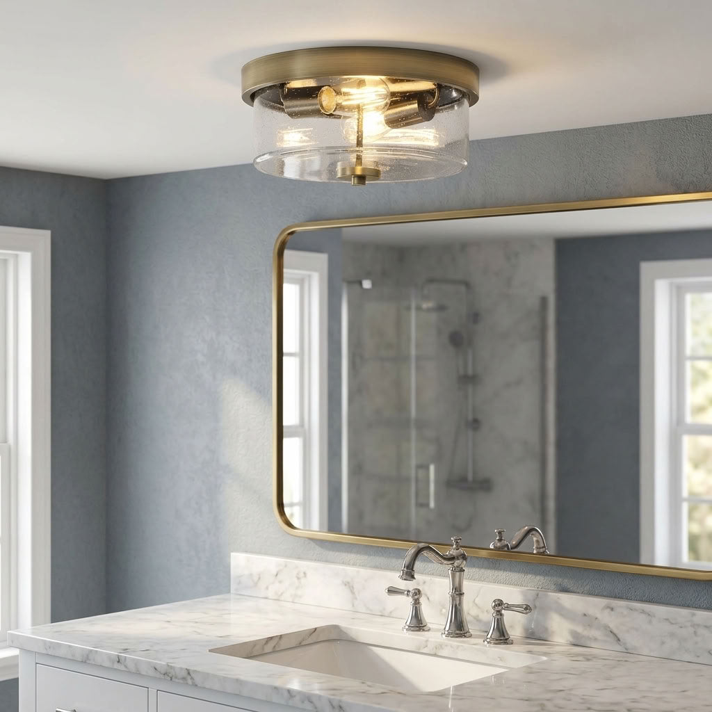 Preston Bathroom, Antique Brass, Ceiling Light - IP44