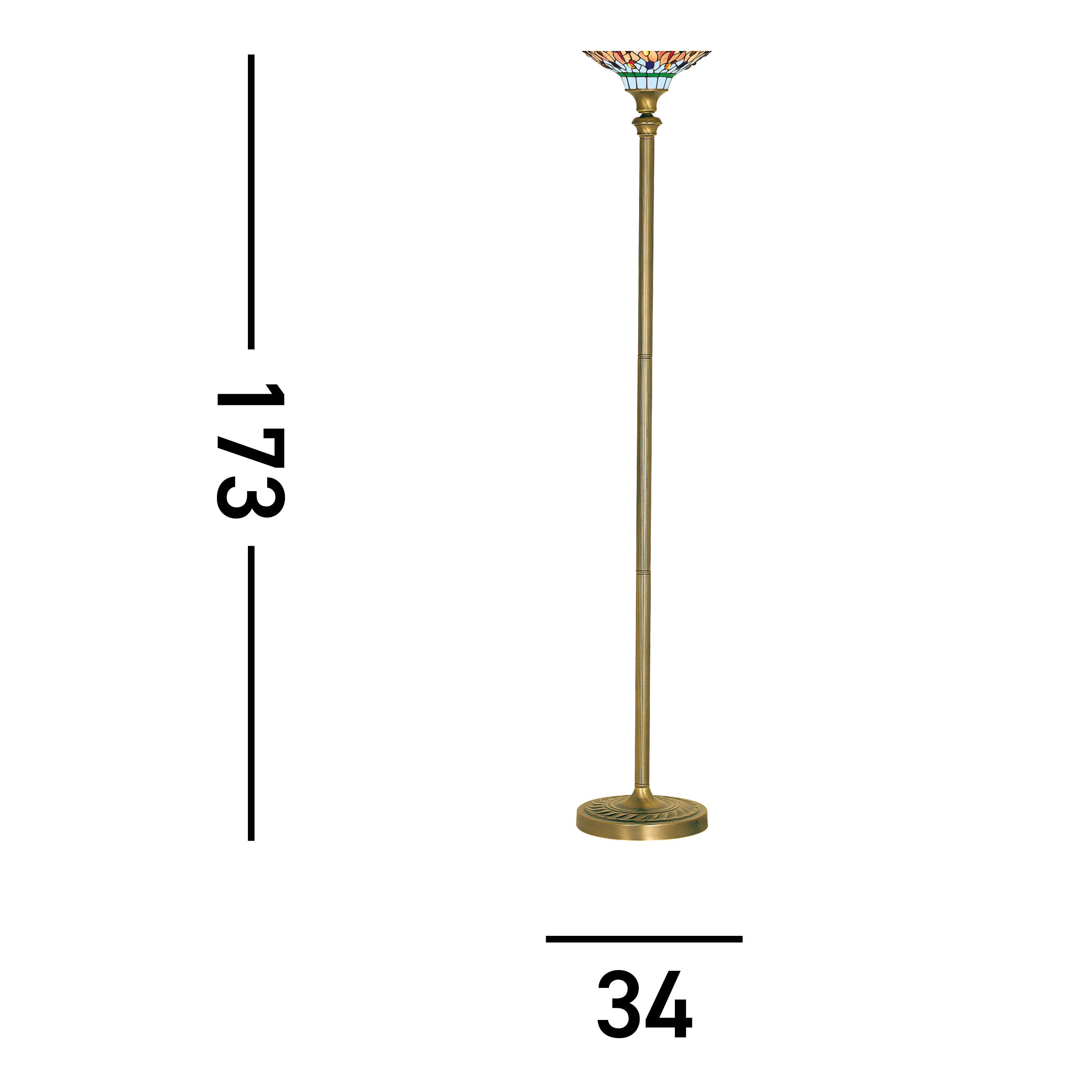 Dragonfly Floor Lamp - Antique Brass & Stained Glass