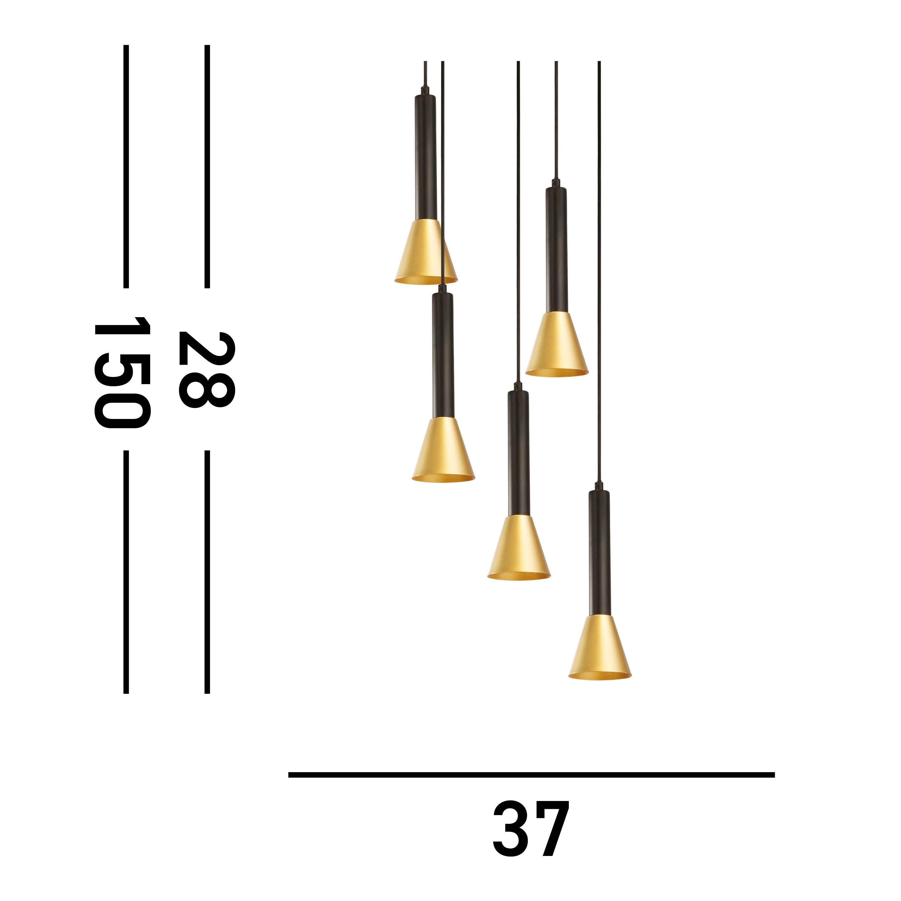 Searchlight Signal 5 Light Black & Gold Bar Pendant