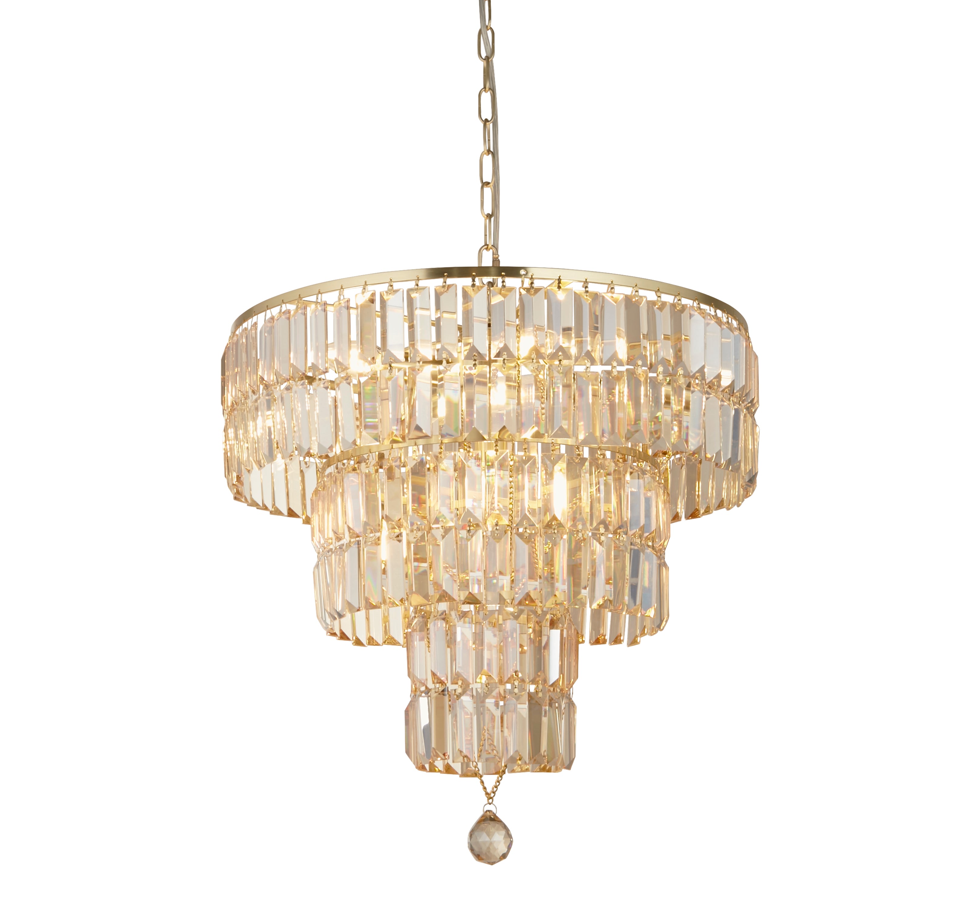 Searchlight Empire 5 Light Brass & Champagne Glass Chandelier