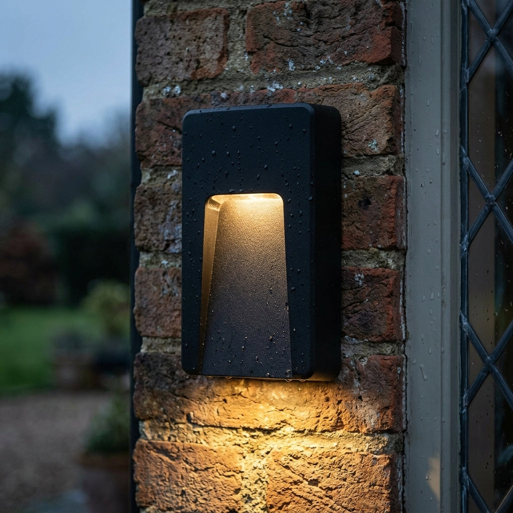 Severus Black Vertical Outdoor Brick Light IP65 2. by Saxby Lighting — suits porches, gardens & patios