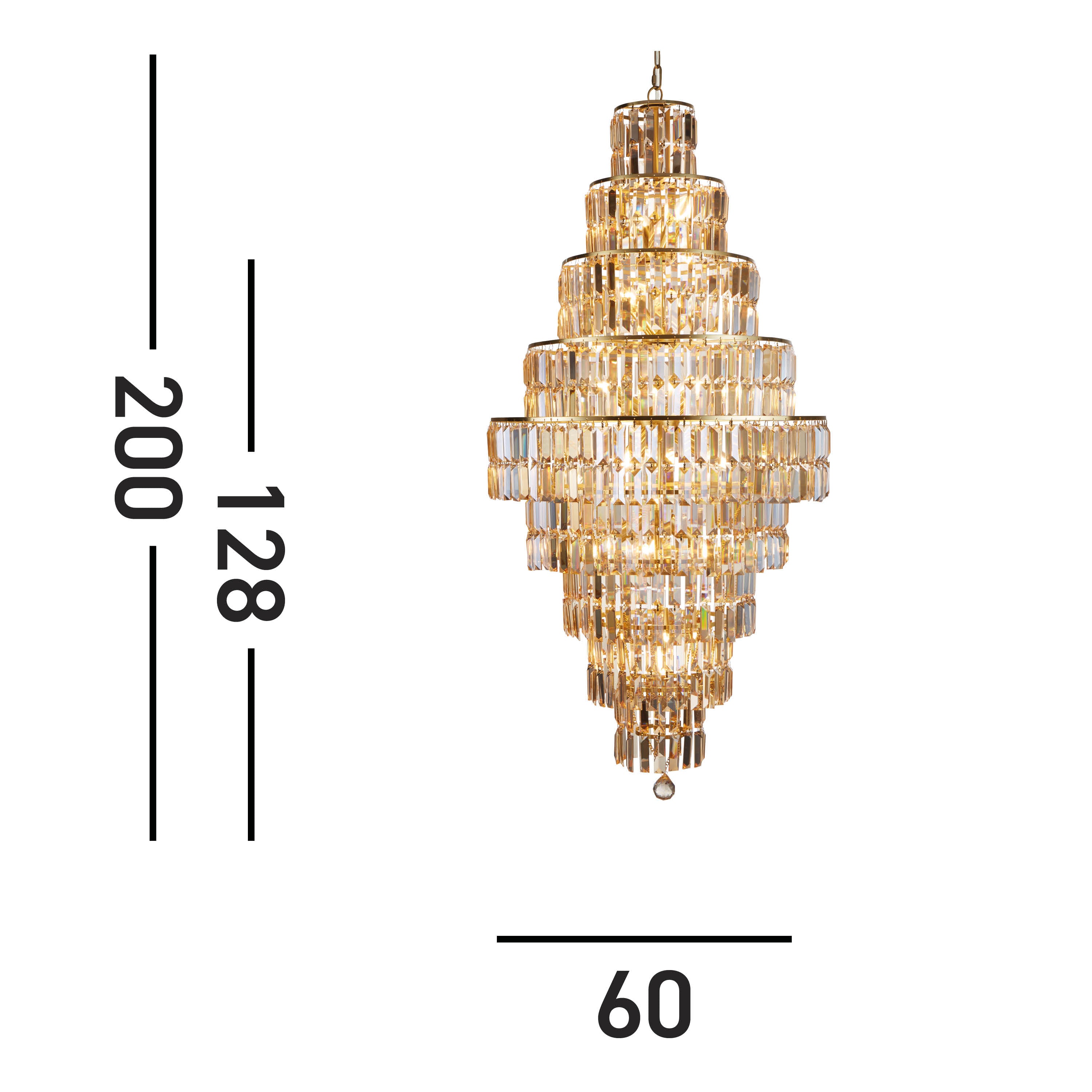 Searchlight Empire 13 Light Brass & Champagne Glass Chandelier