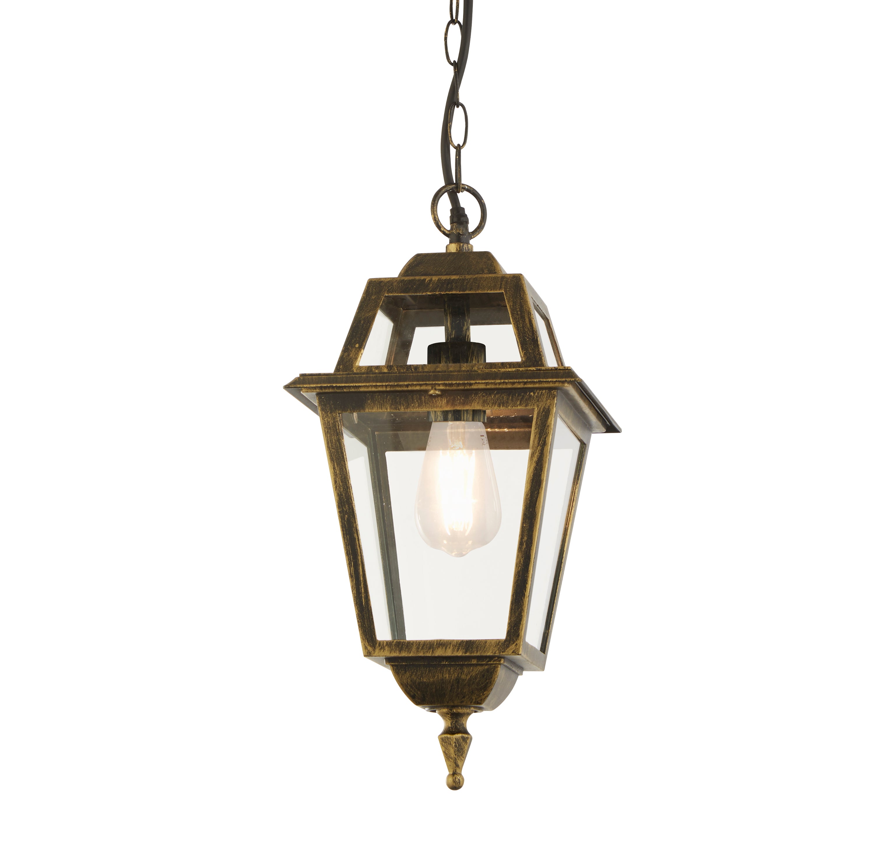 Searchlight New Orleans Black & Gold Outdoor Pendant Lantern - IP44