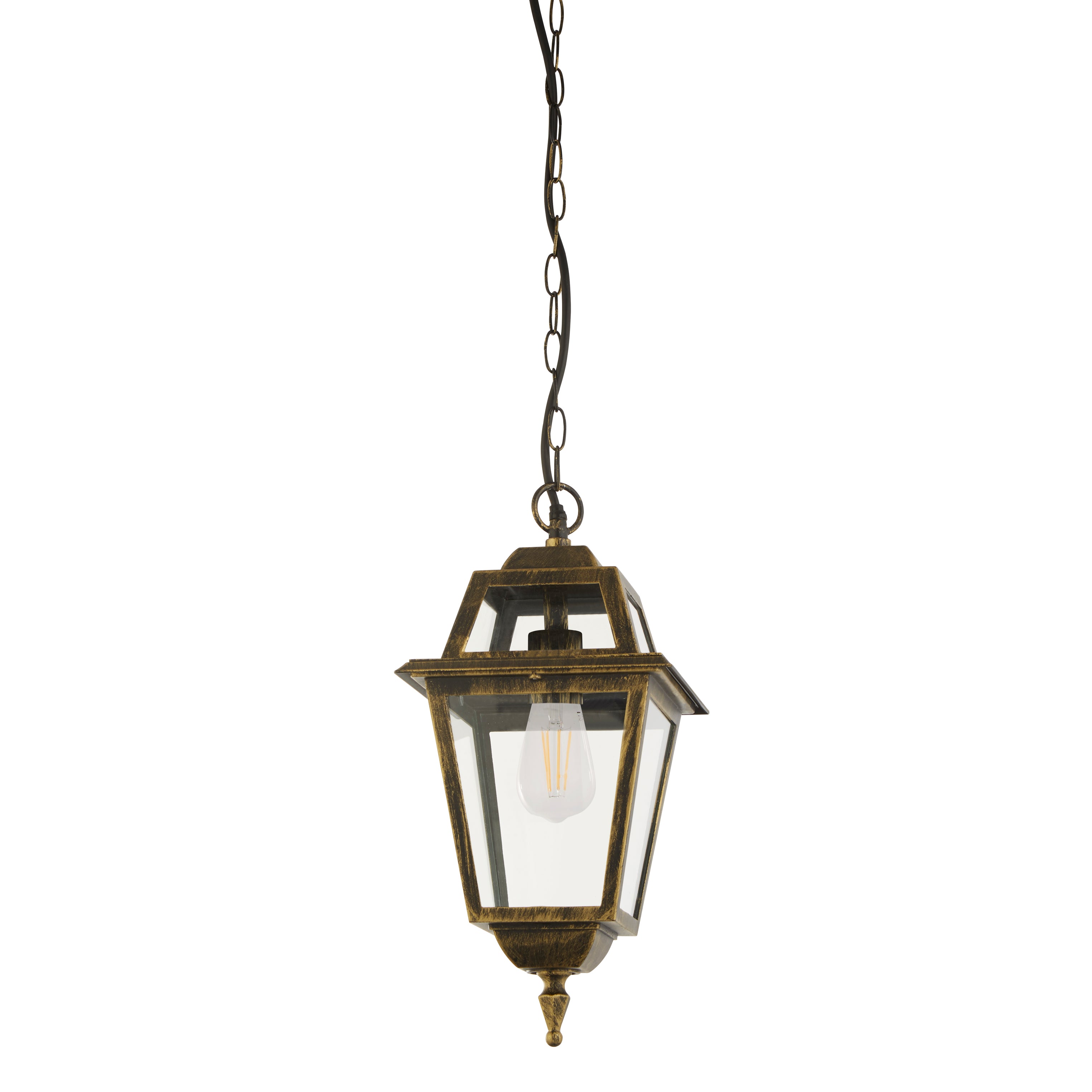 Searchlight New Orleans Black & Gold Outdoor Pendant Lantern - IP44