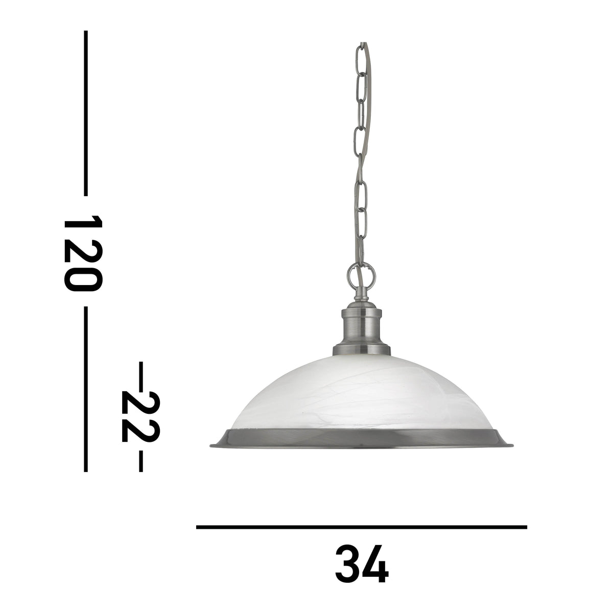 Searchlight Bistro Silver & Marble Glass Pendant-warehouse-180926