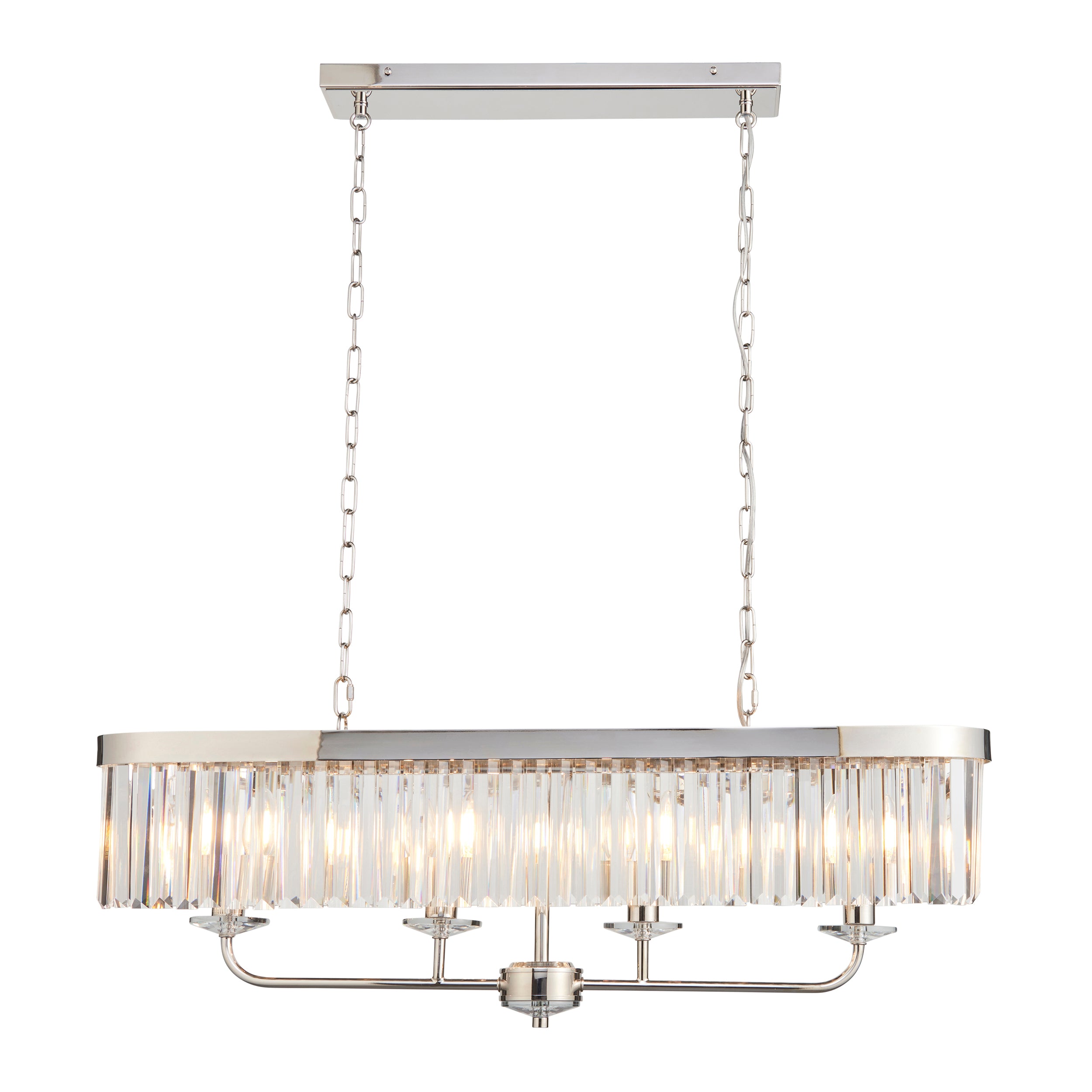 Ealing Nickel 4 Light Linear Ceiling Pendant - Cut Faceted Glass
