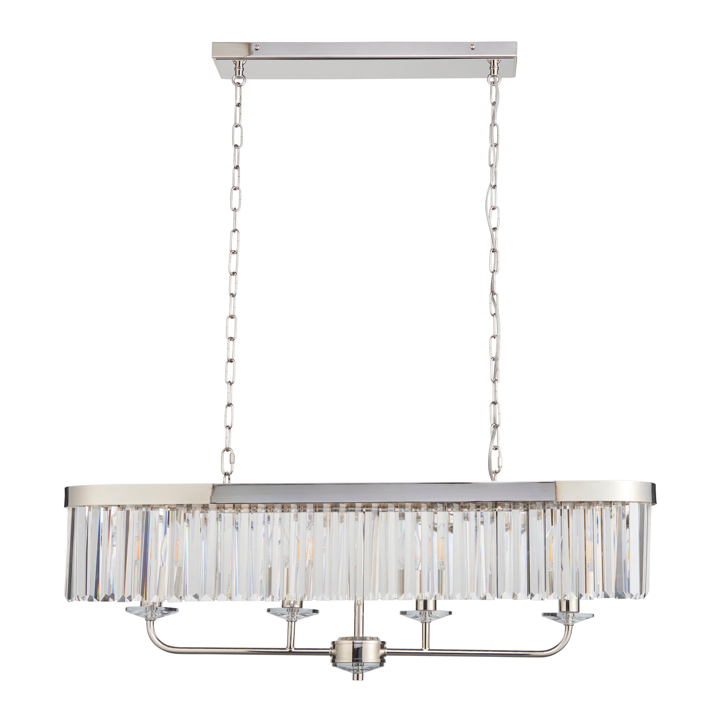 Ealing Nickel 4 Light Linear Ceiling Pendant - Cut Faceted Glass